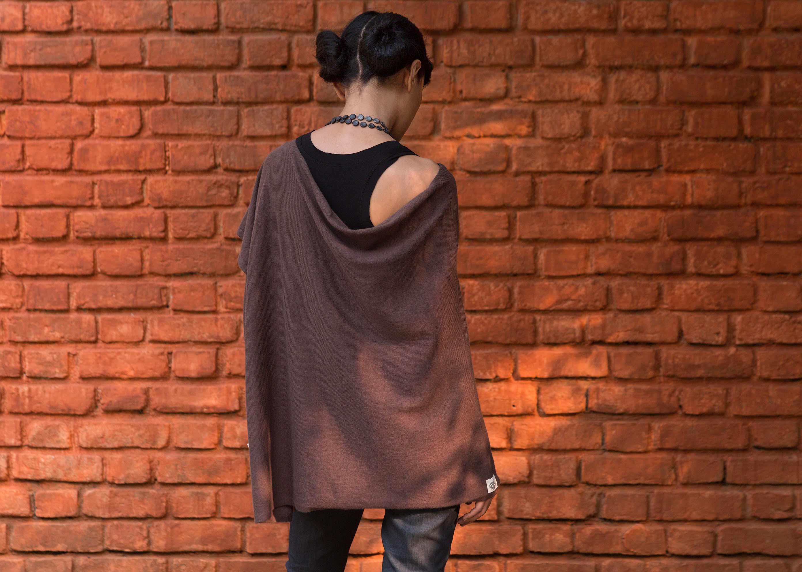 Waterfall Poncho - Brown