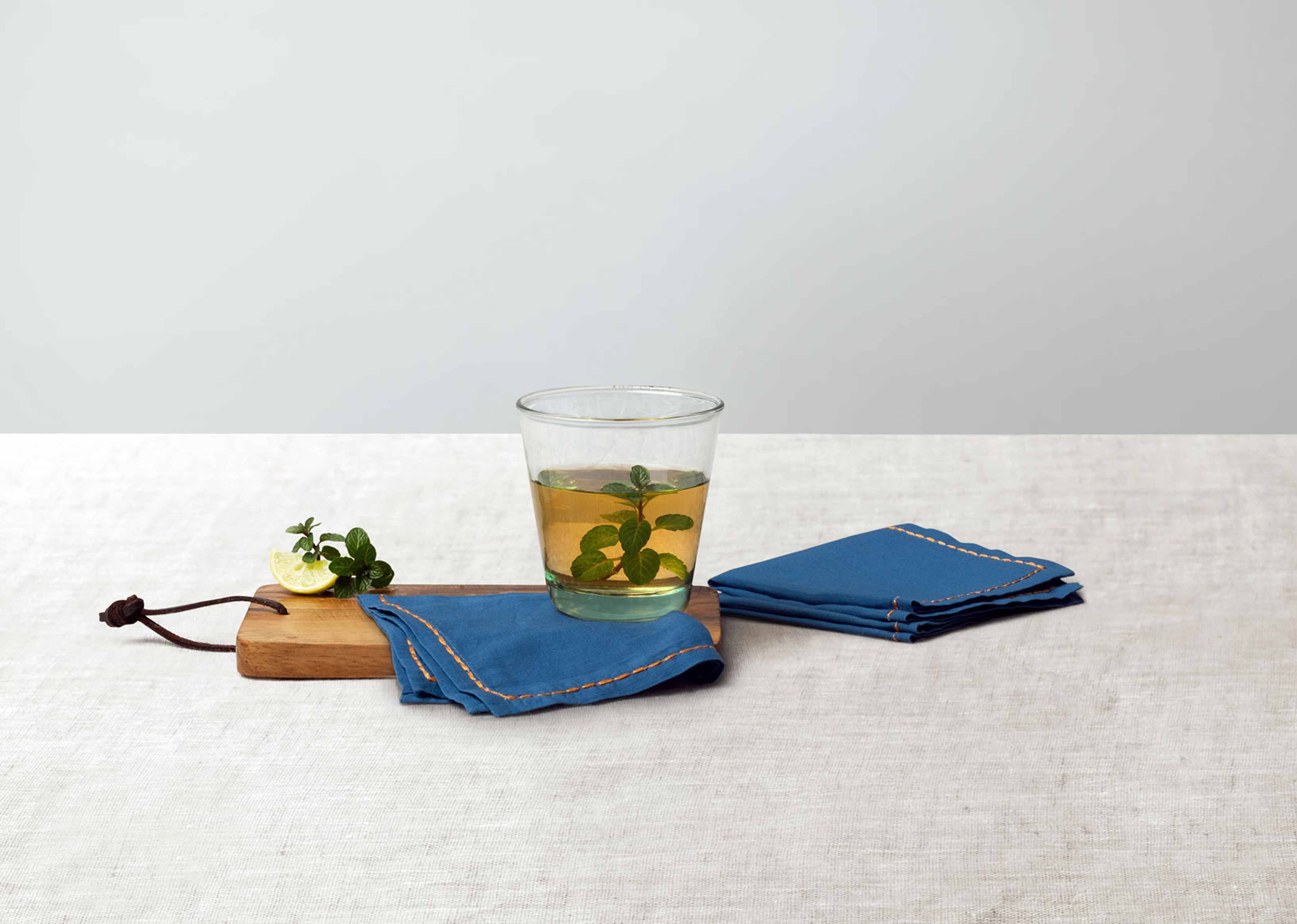 Sora Cocktail Napkins (Set of 6) - Dark Blue & Orange