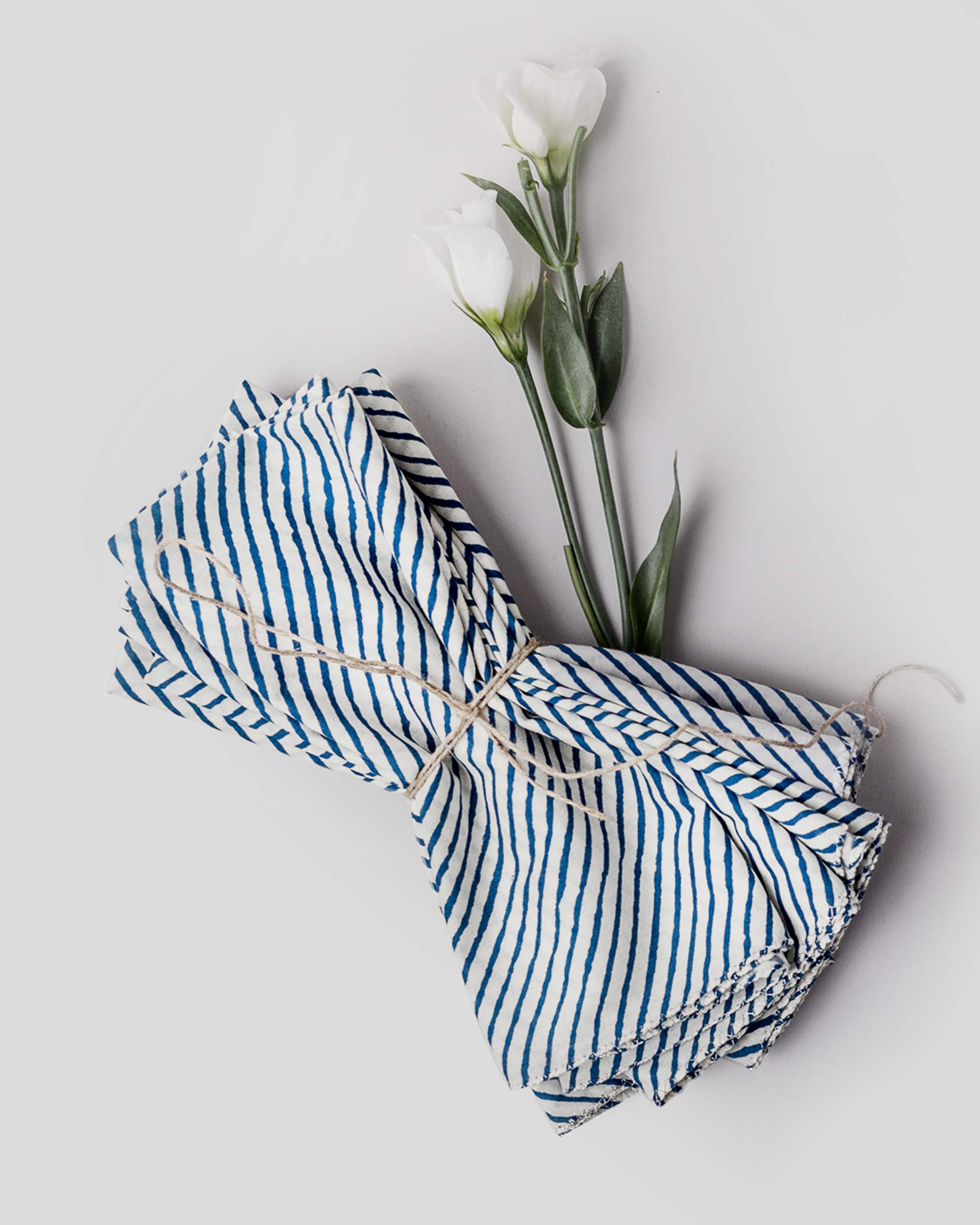 Aozora Stripe Dinner Napkins (Set of 6) - Dark Blue