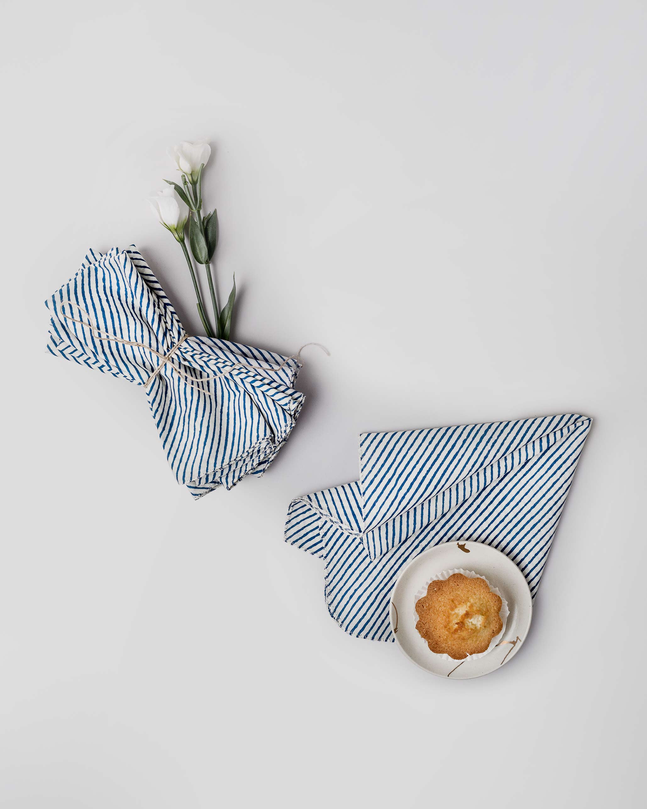Aozora Stripe Dinner Napkins (Set of 6) - Dark Blue
