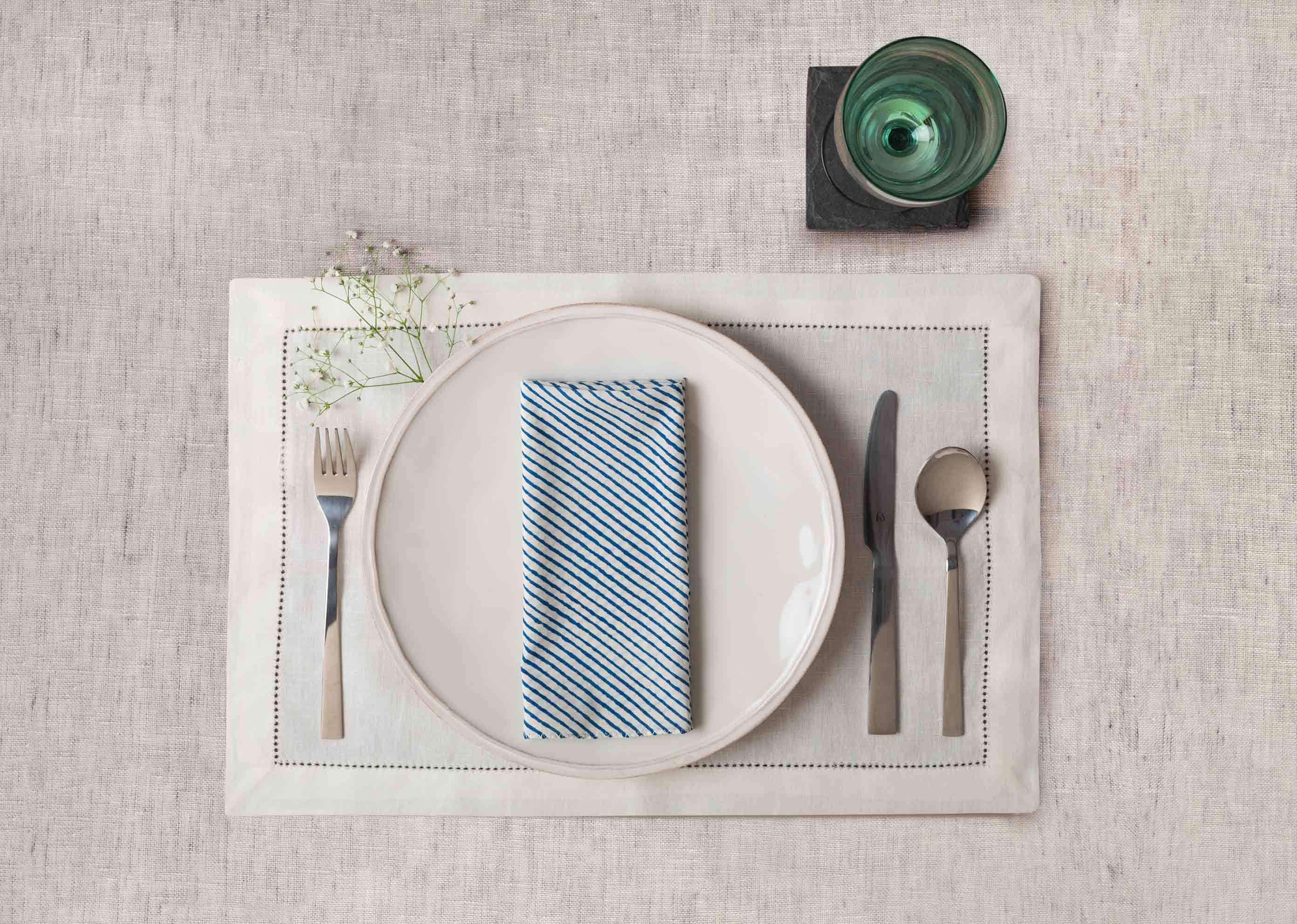 Aozora Stripe Dinner Napkins (Set of 6) - Dark Blue