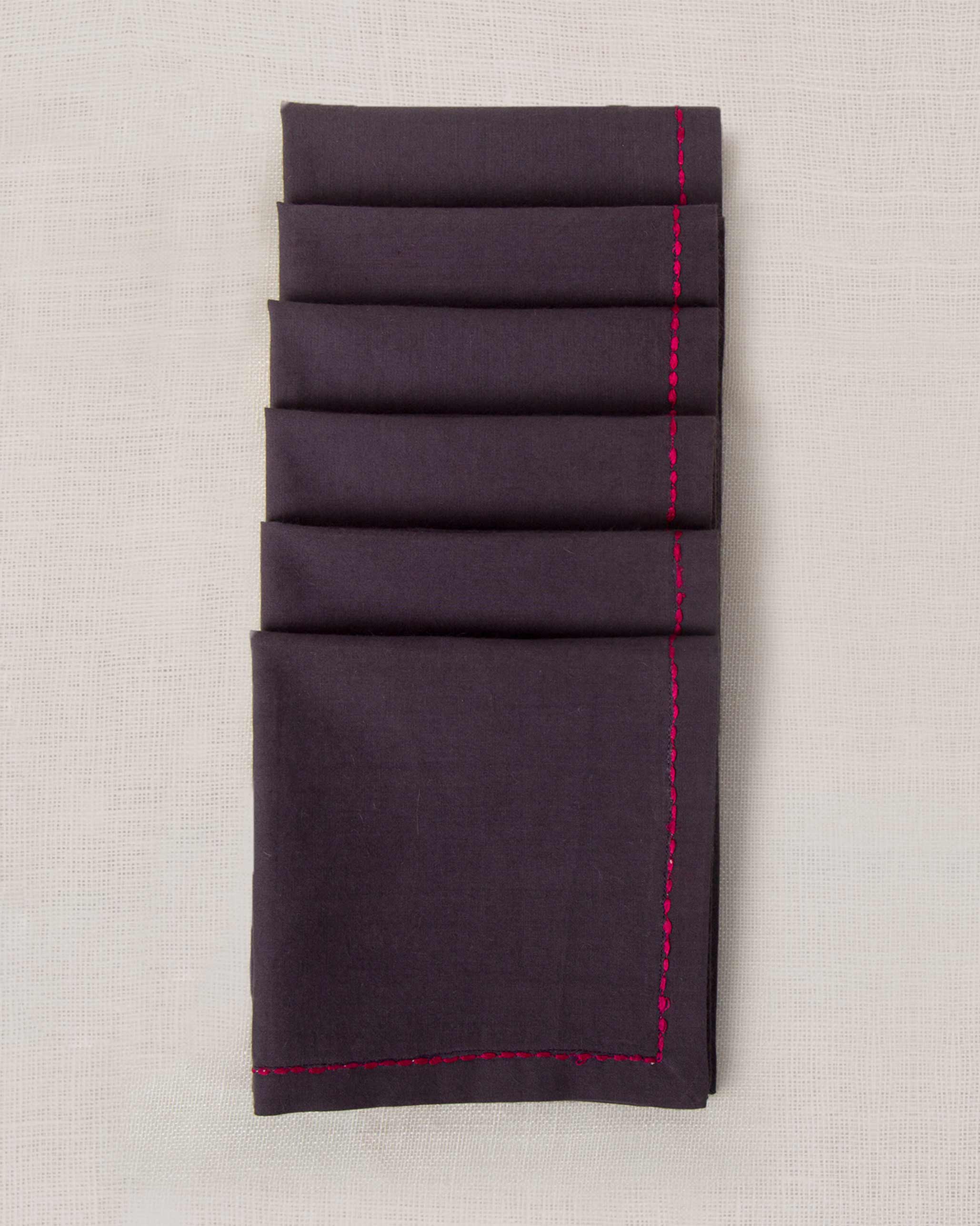 Verandah Cocktail Napkins (Set of 6) - Charcoal & Fuchsia