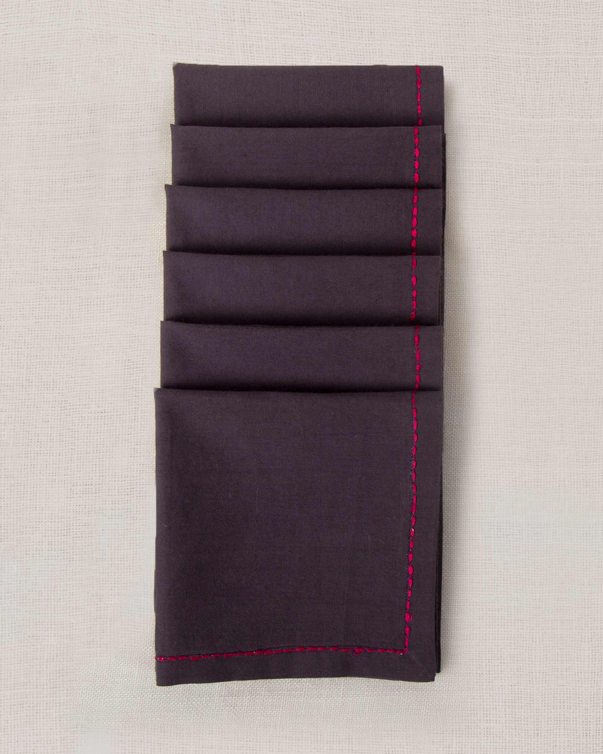 Verandah Cocktail Napkins (Set of 6) - Charcoal & Fuchsia