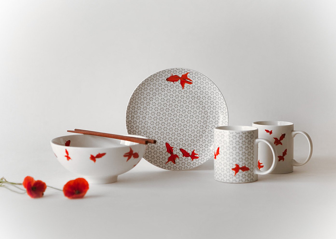 Guppy Shup Flame Mug - Red & Grey