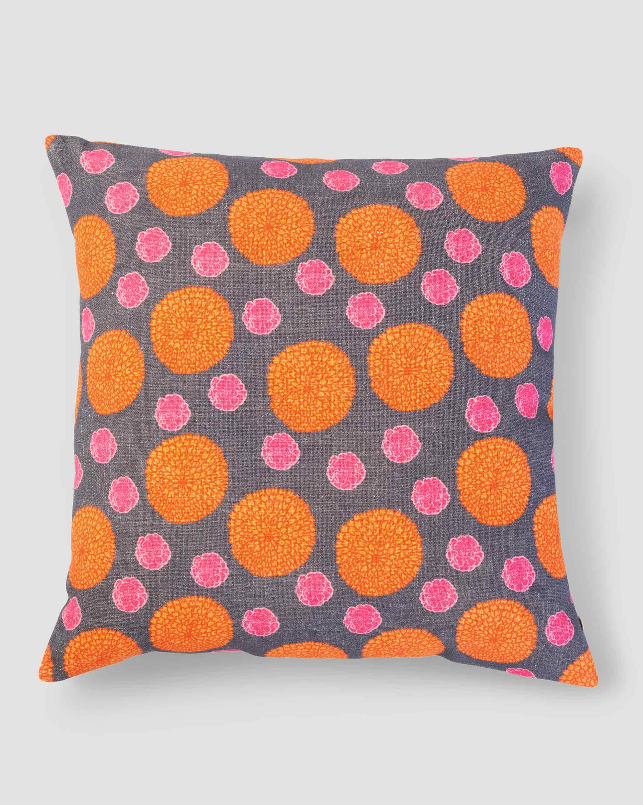 Marigold Rose Cushion Cover - Charcoal