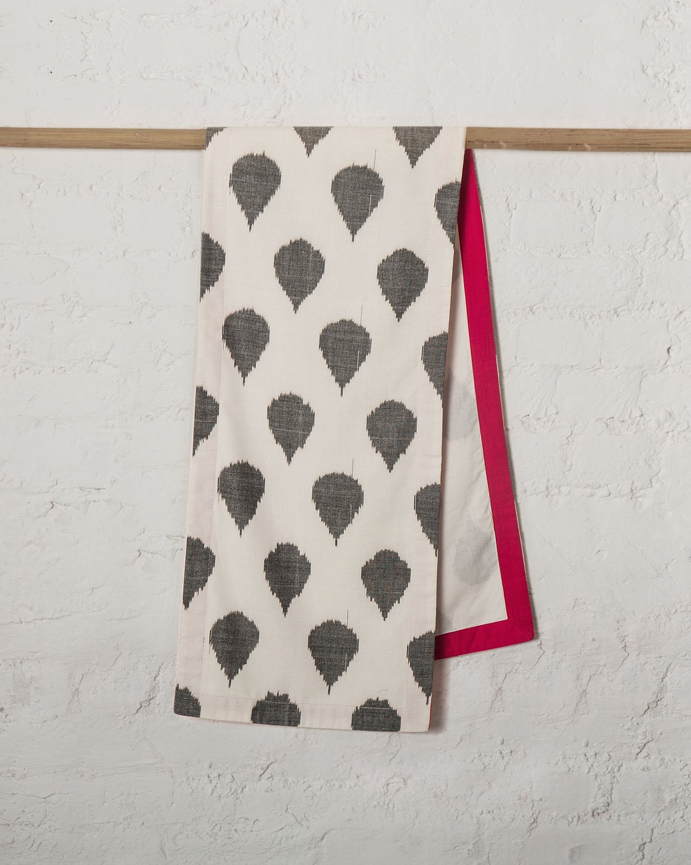 Ikat Tear Drop Table Runner - Charcoal