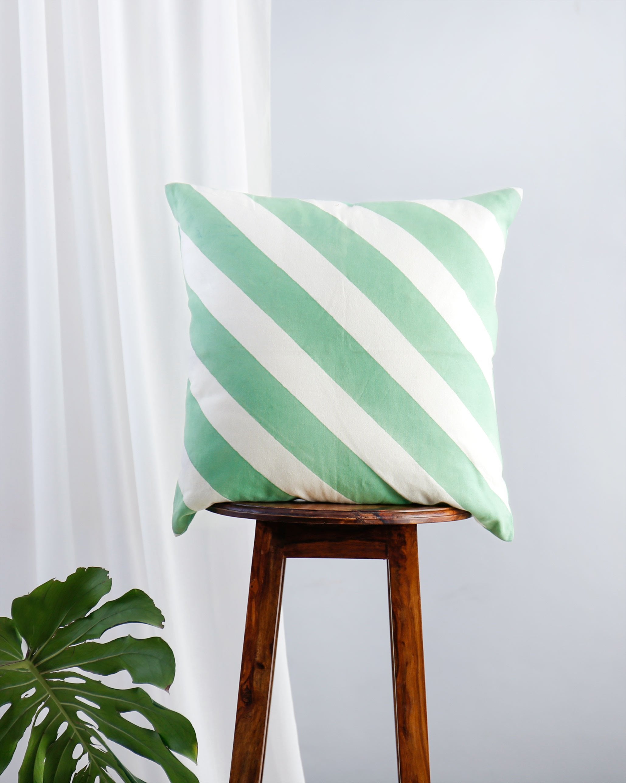 Verandah Candy Stripe Cushion Cover - Aqua
