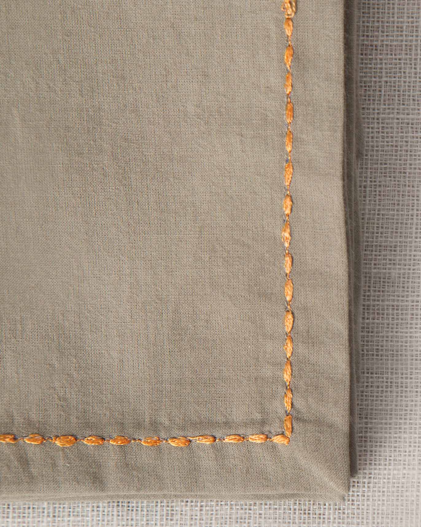 Verandah Cocktail Napkins (Set of 6) - Soft Grey & Tangerine