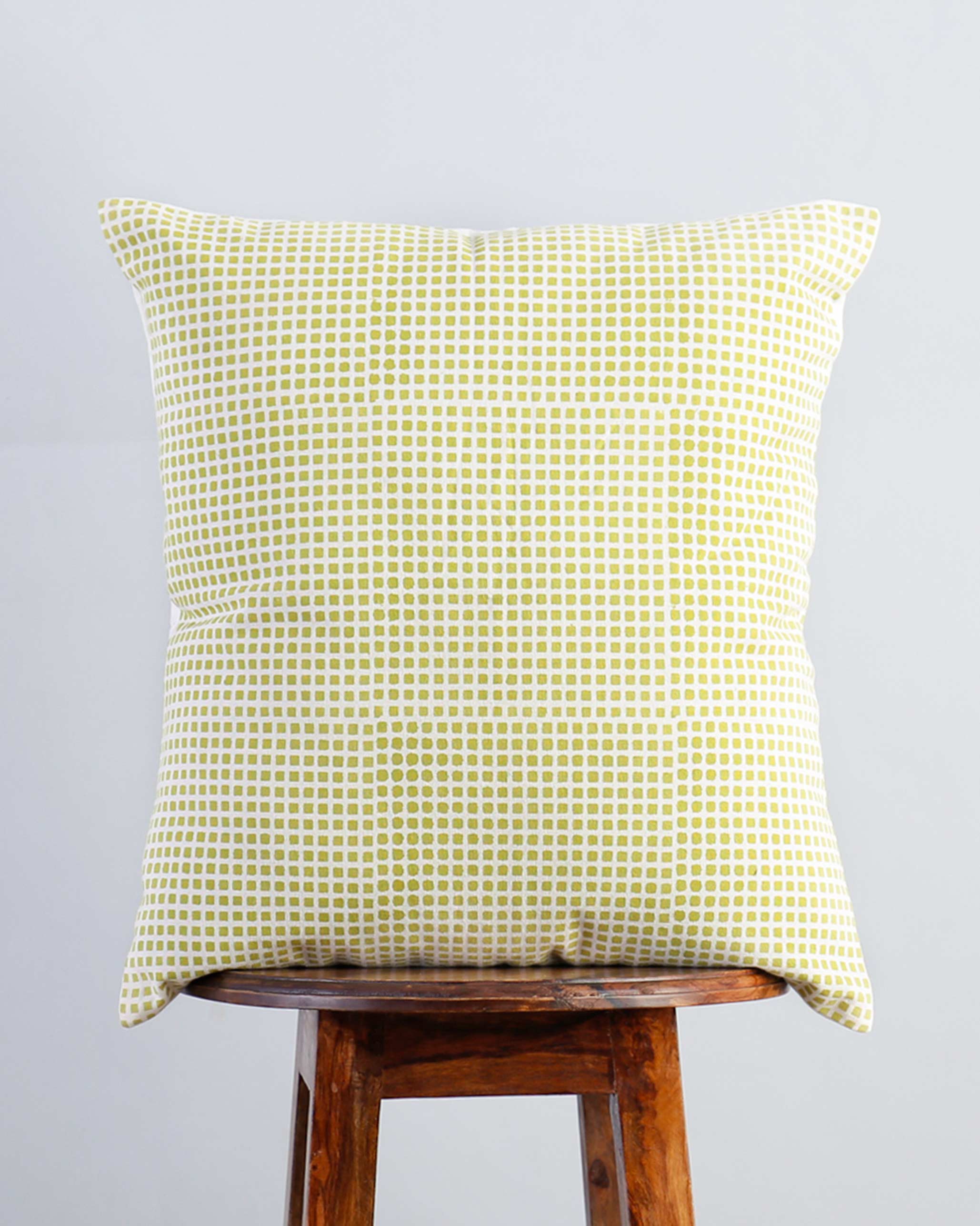 Verandah Checkered Block Cushion Cover - Lime