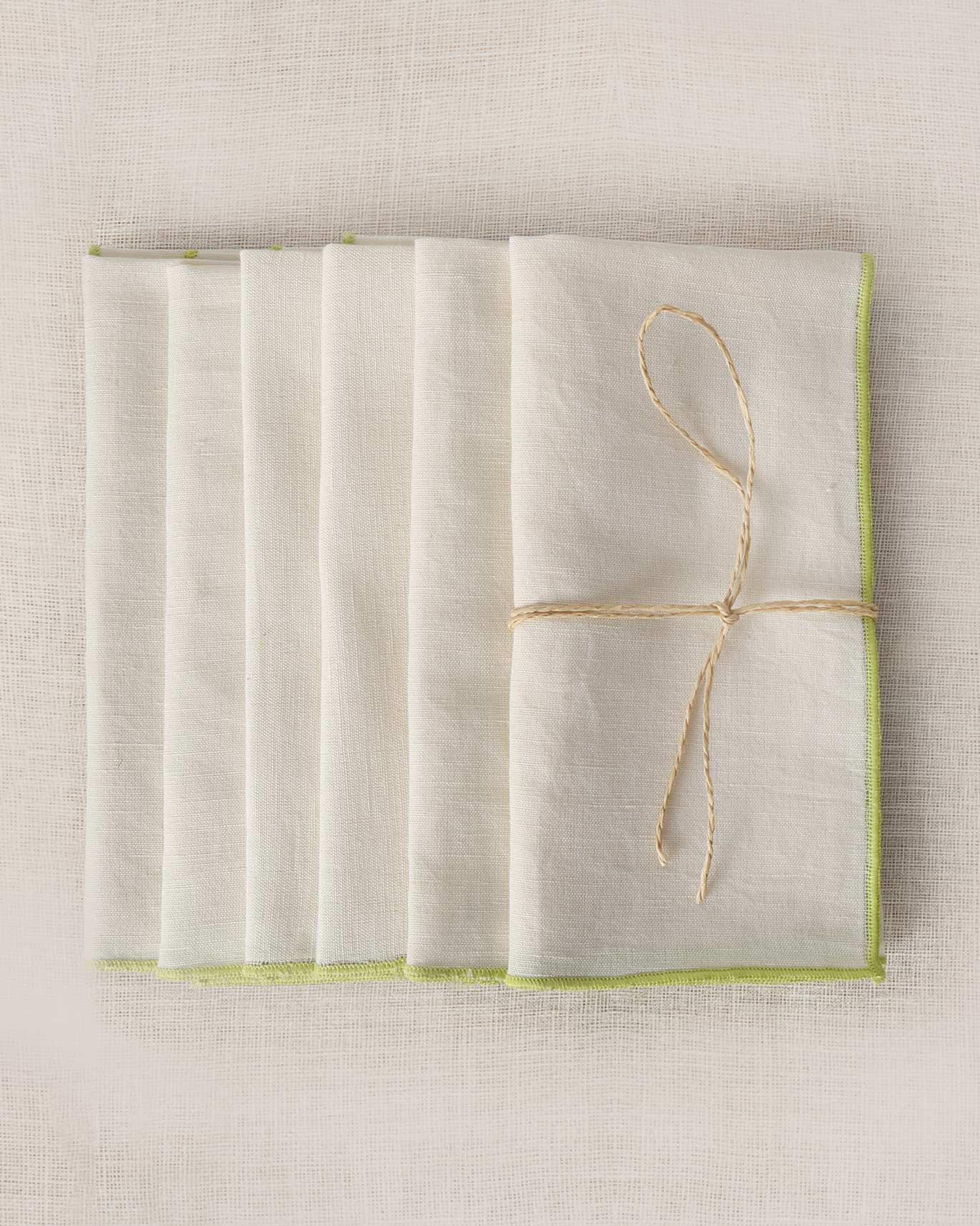 Verandah Dinner Napkins (Set of 6) - Ivory & Lime