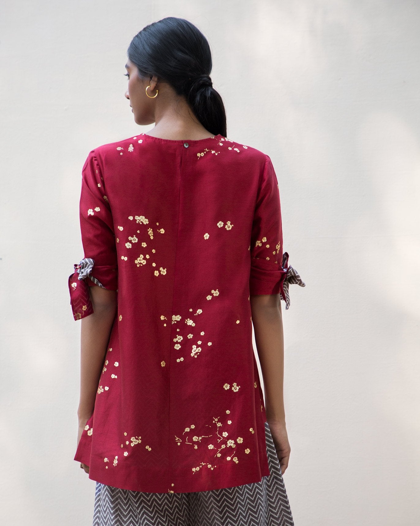 Side High Slit Top - Red