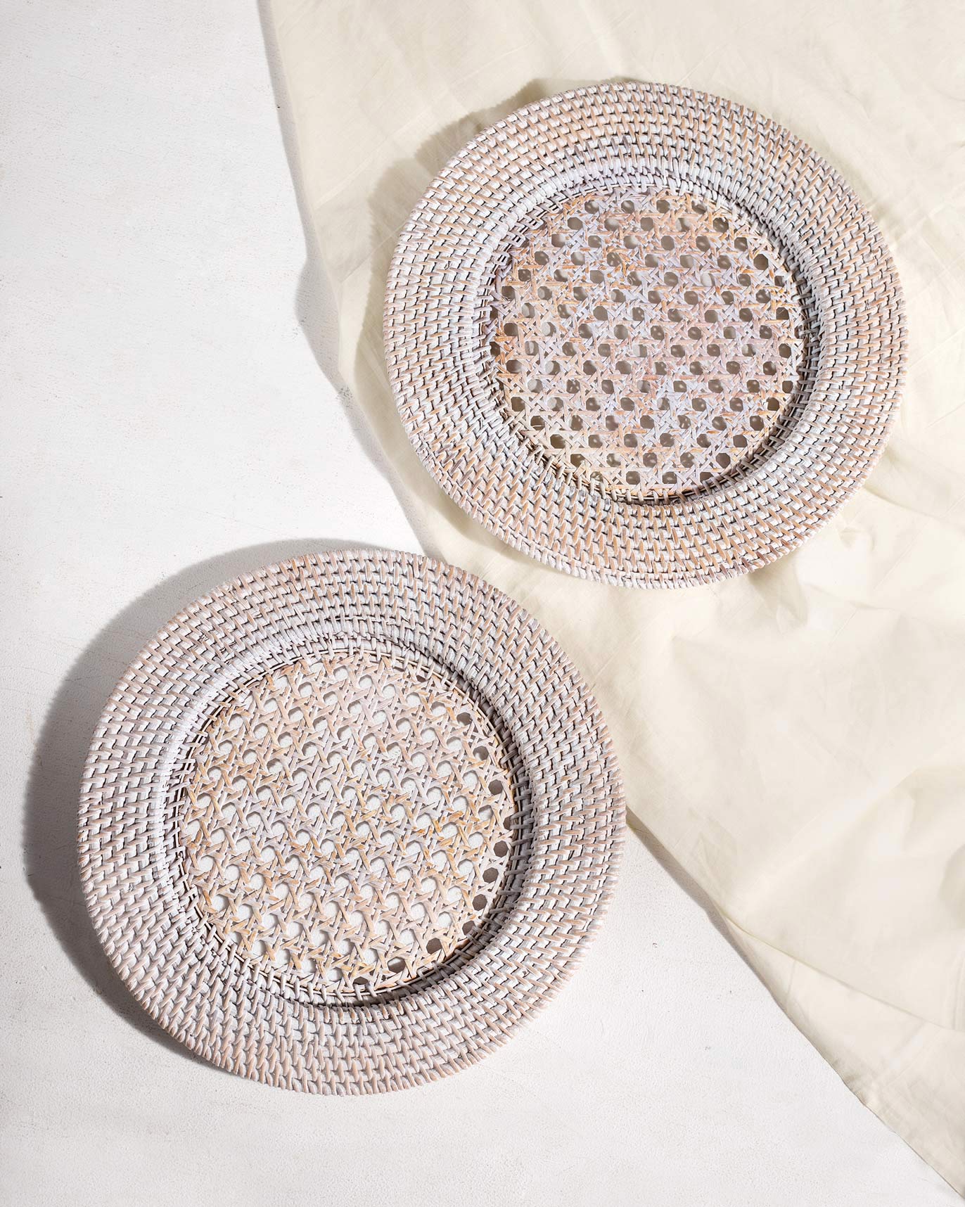 Whitewash Rattan Chargers (Set of 2)