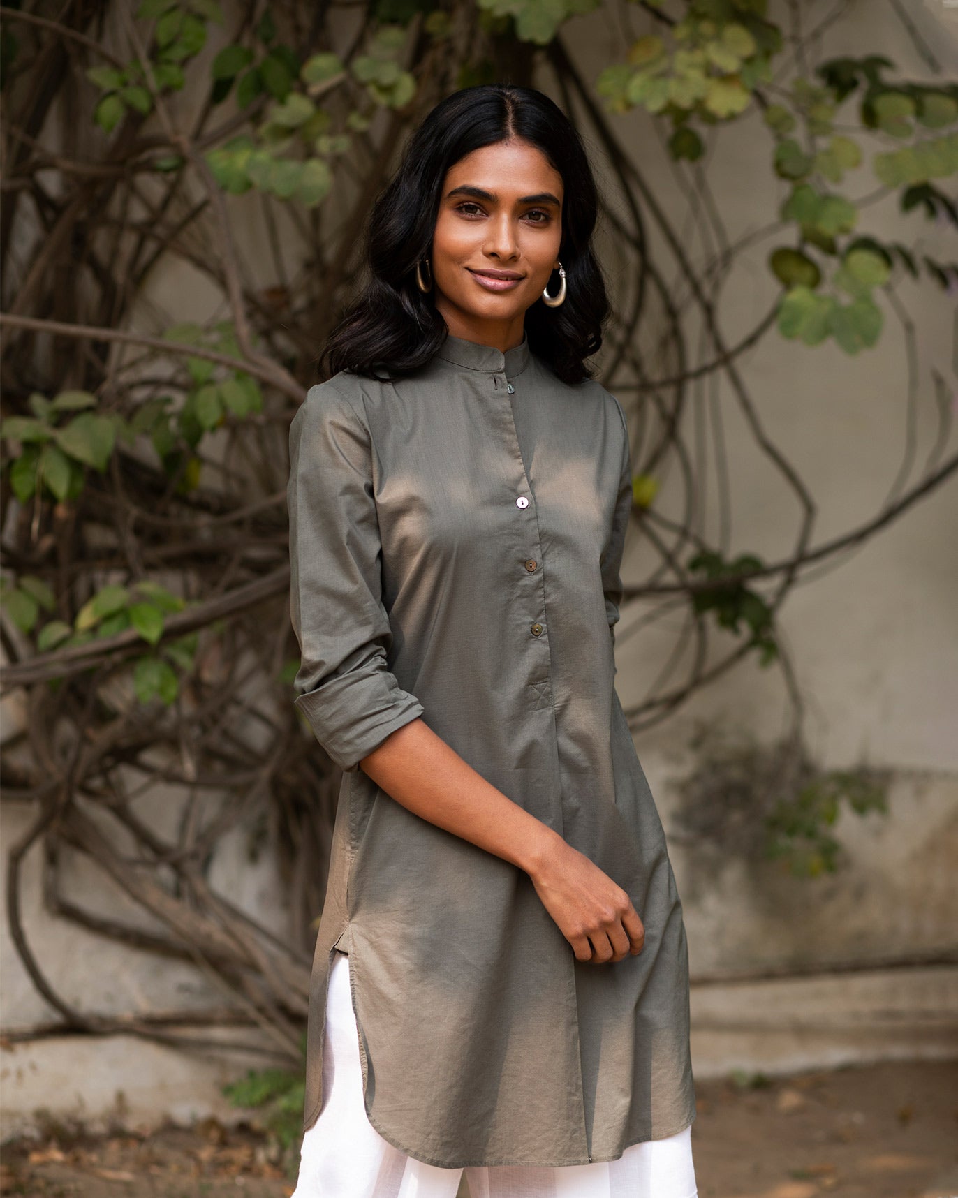 Basic Mid-length Kurta - Grey