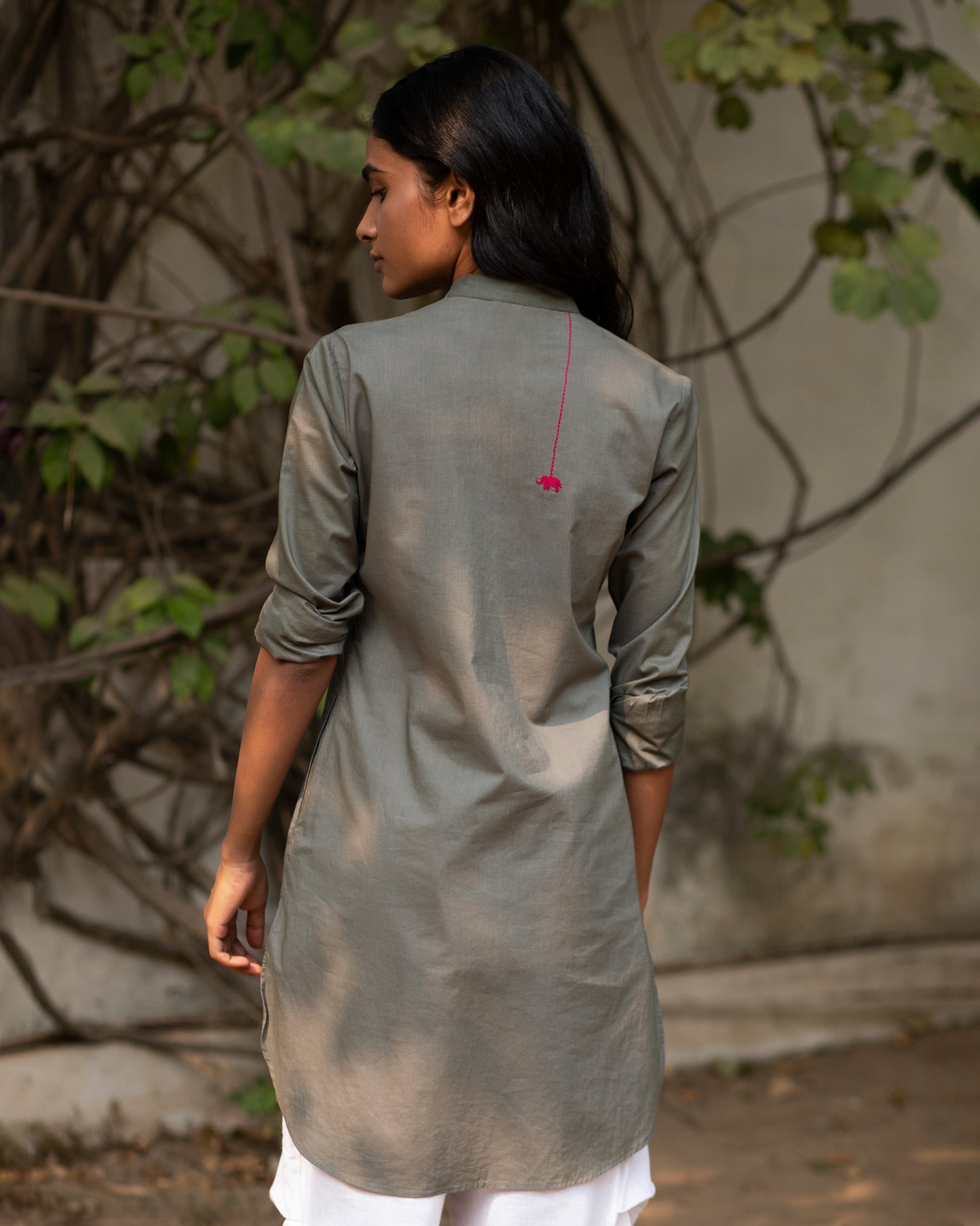 Basic Mid-length Kurta - Grey