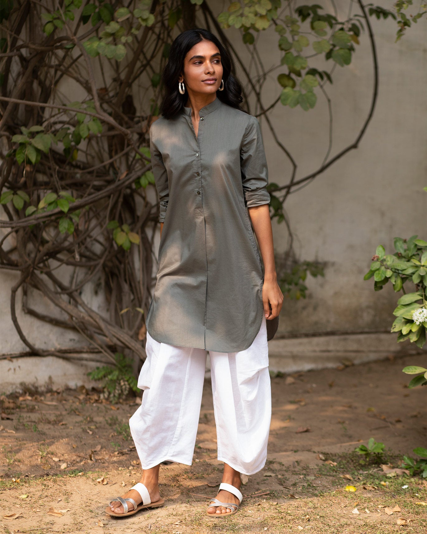 Basic Mid-length Kurta - Grey