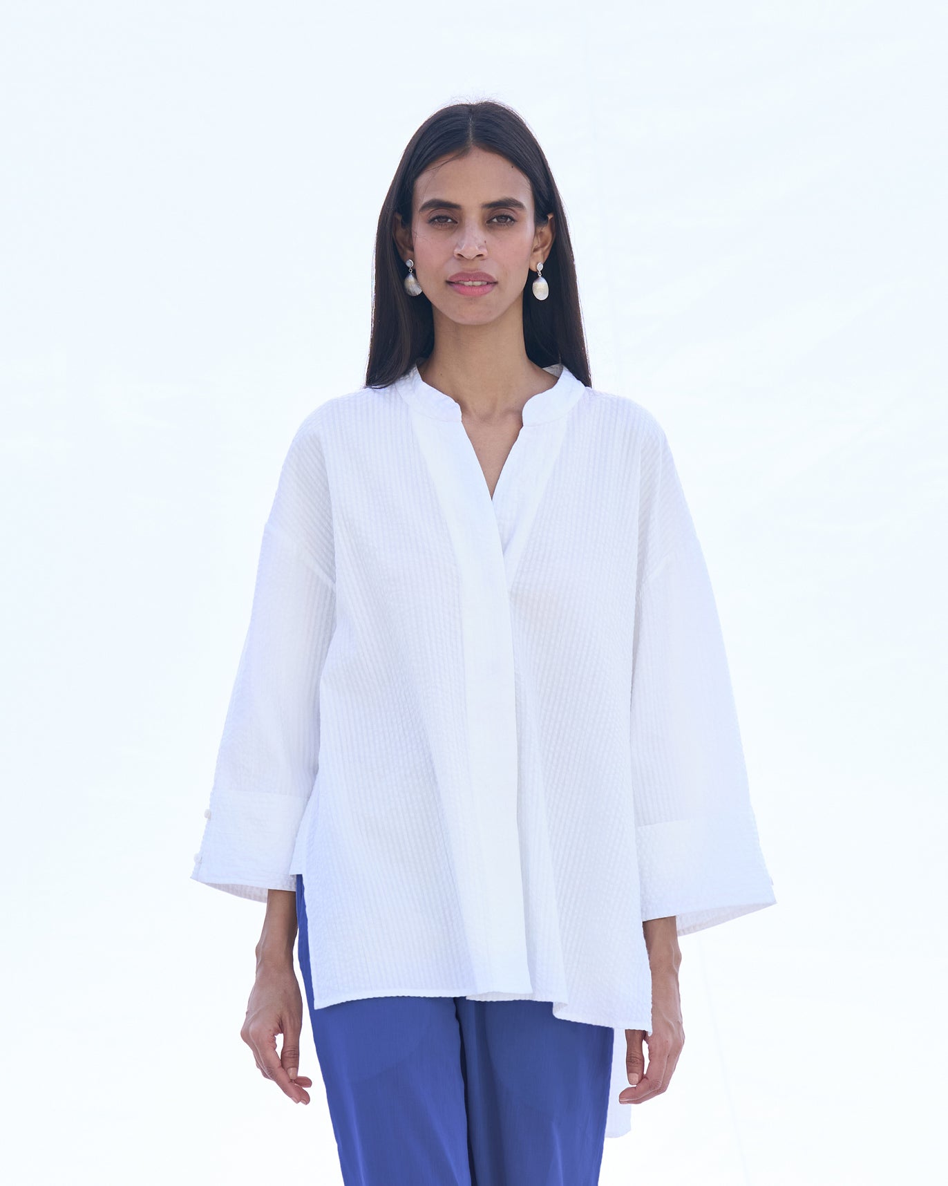 Cirrus Shirt - White Seersucker
