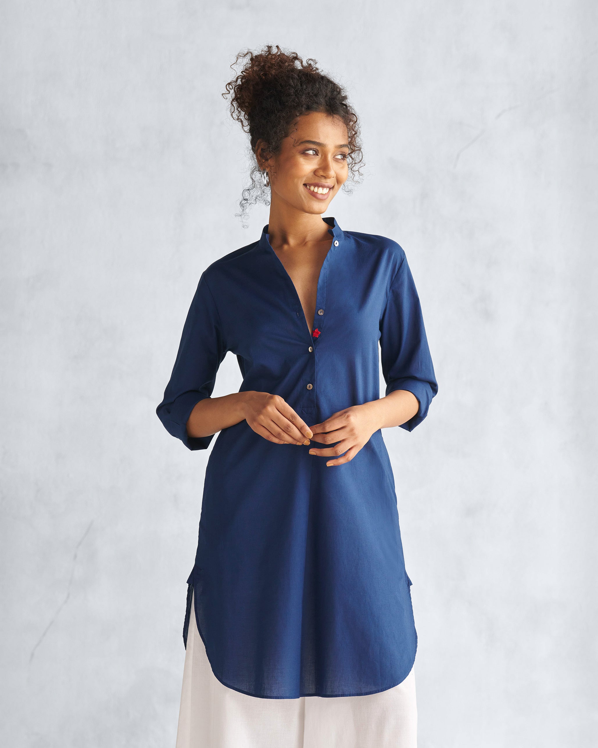Basic Mid Length Kurta - Navy