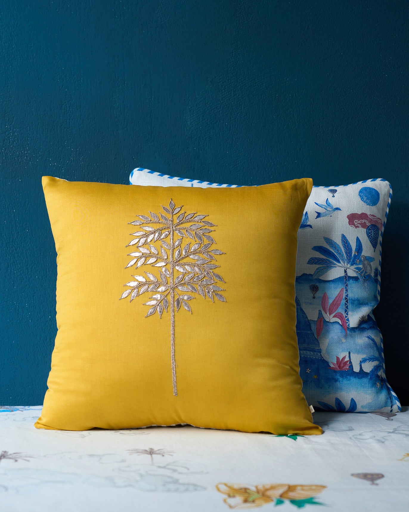 Yellow Golden Palm Cushion Cover - Reversible