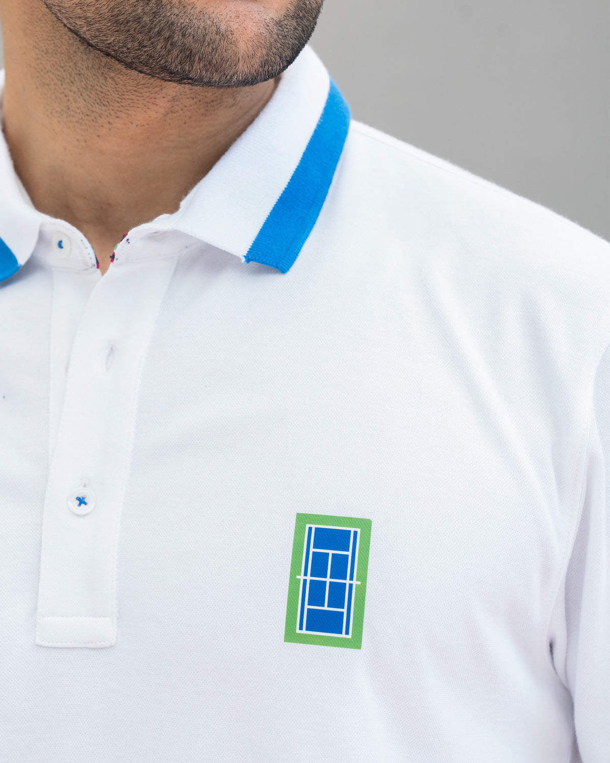Nico Tennis Polo T-shirt - White & Blue