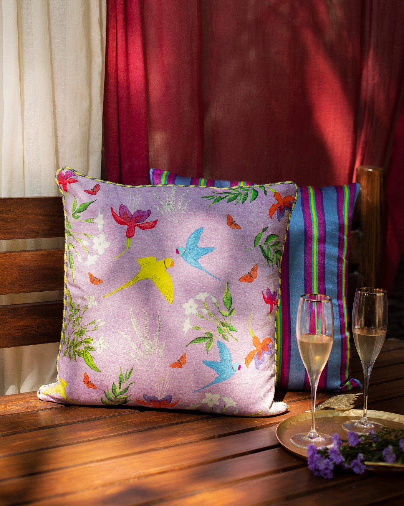 Botanical Cushion Cover - Purple