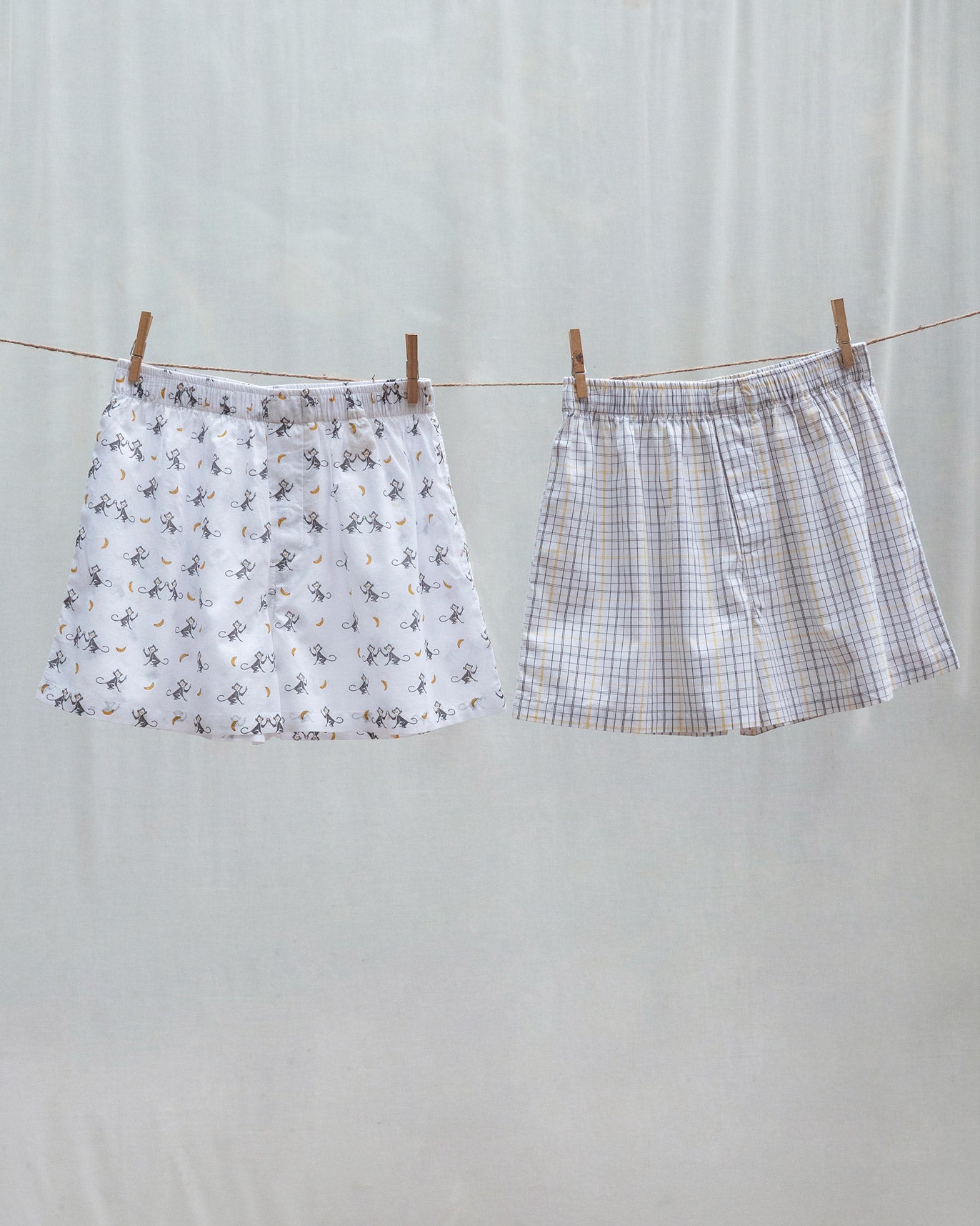 Going Bananas Boxers (Set of 2) - Grey & Yellow