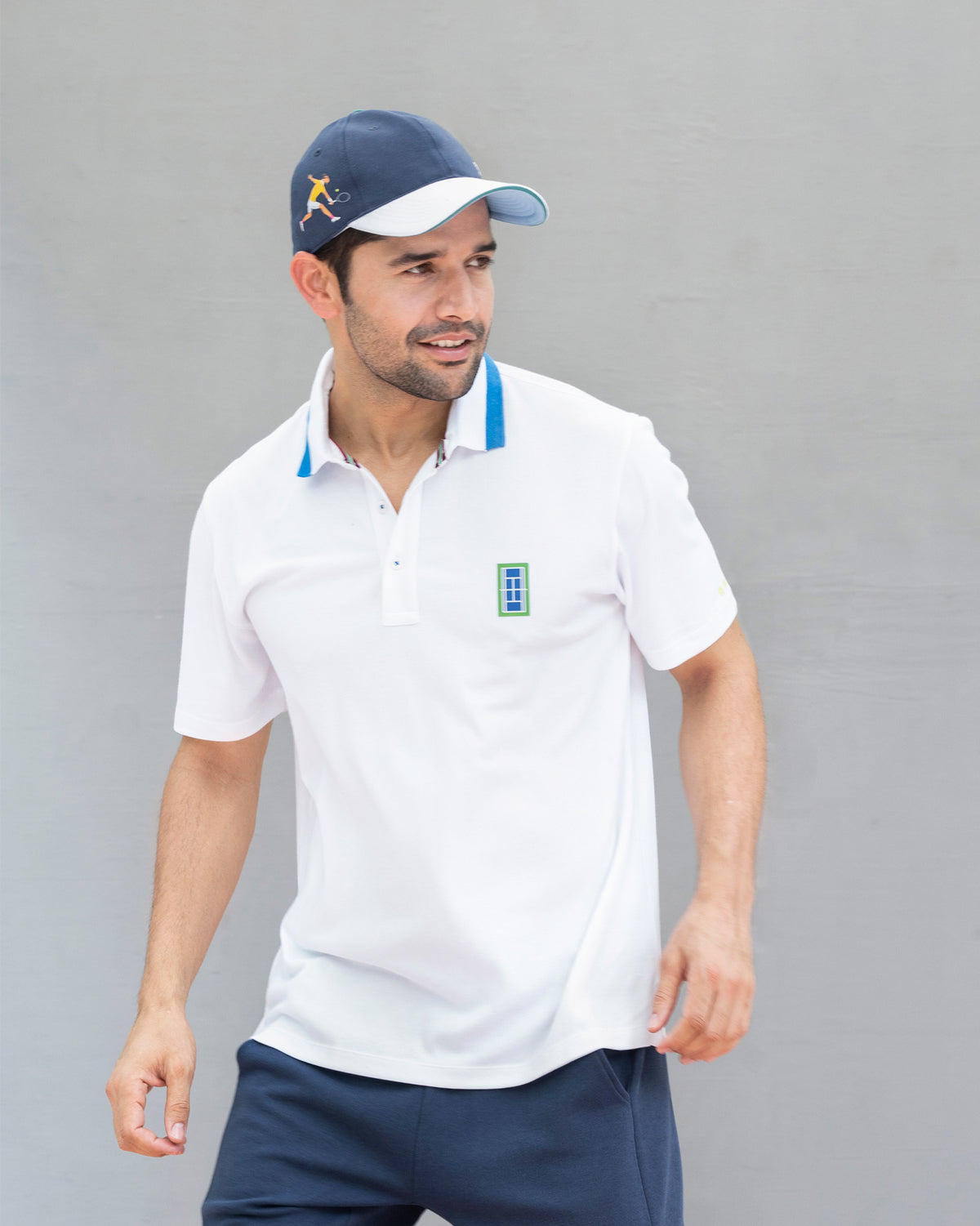Nico Tennis Polo T-shirt - White & Blue