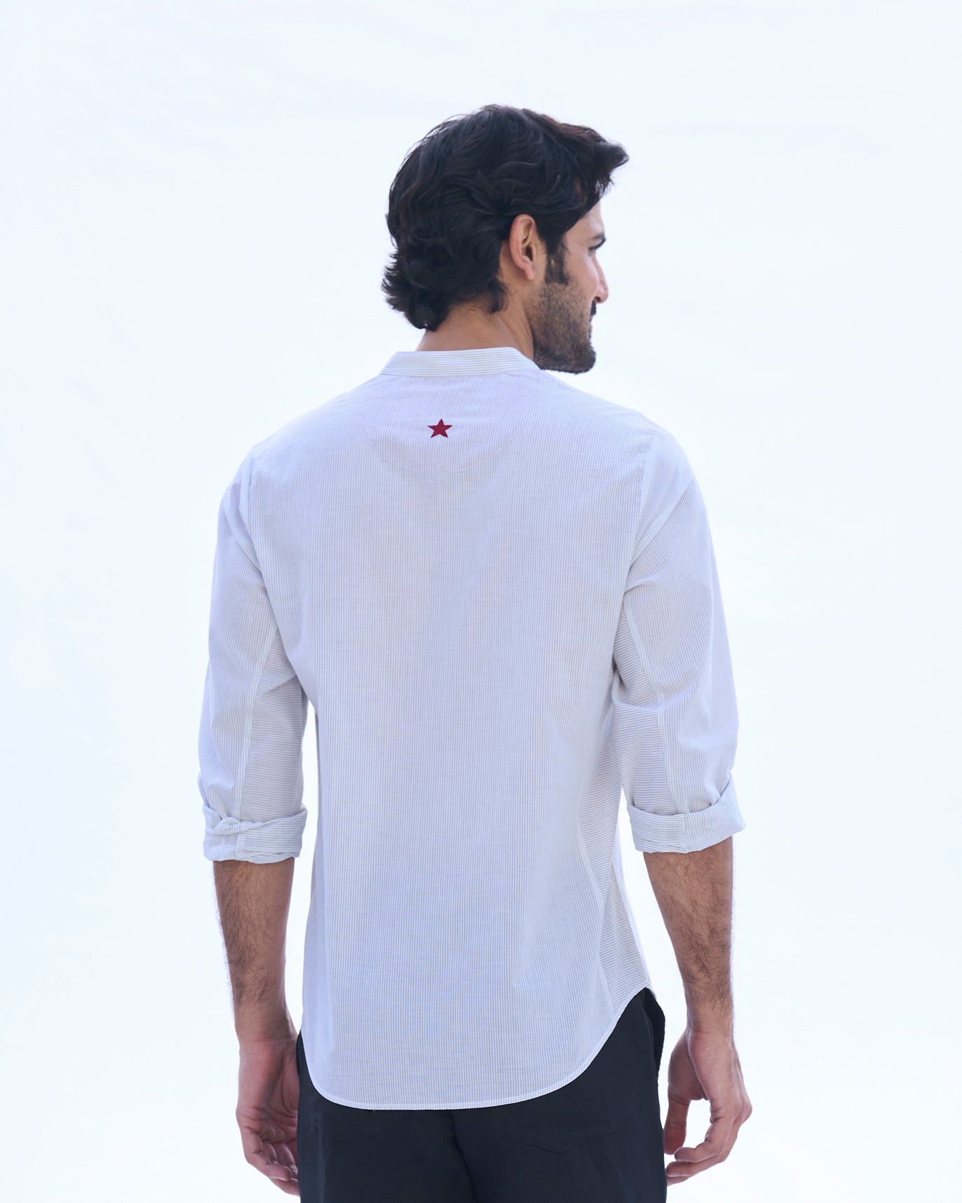 Side Panel Shirt - Ivory & Charcoal