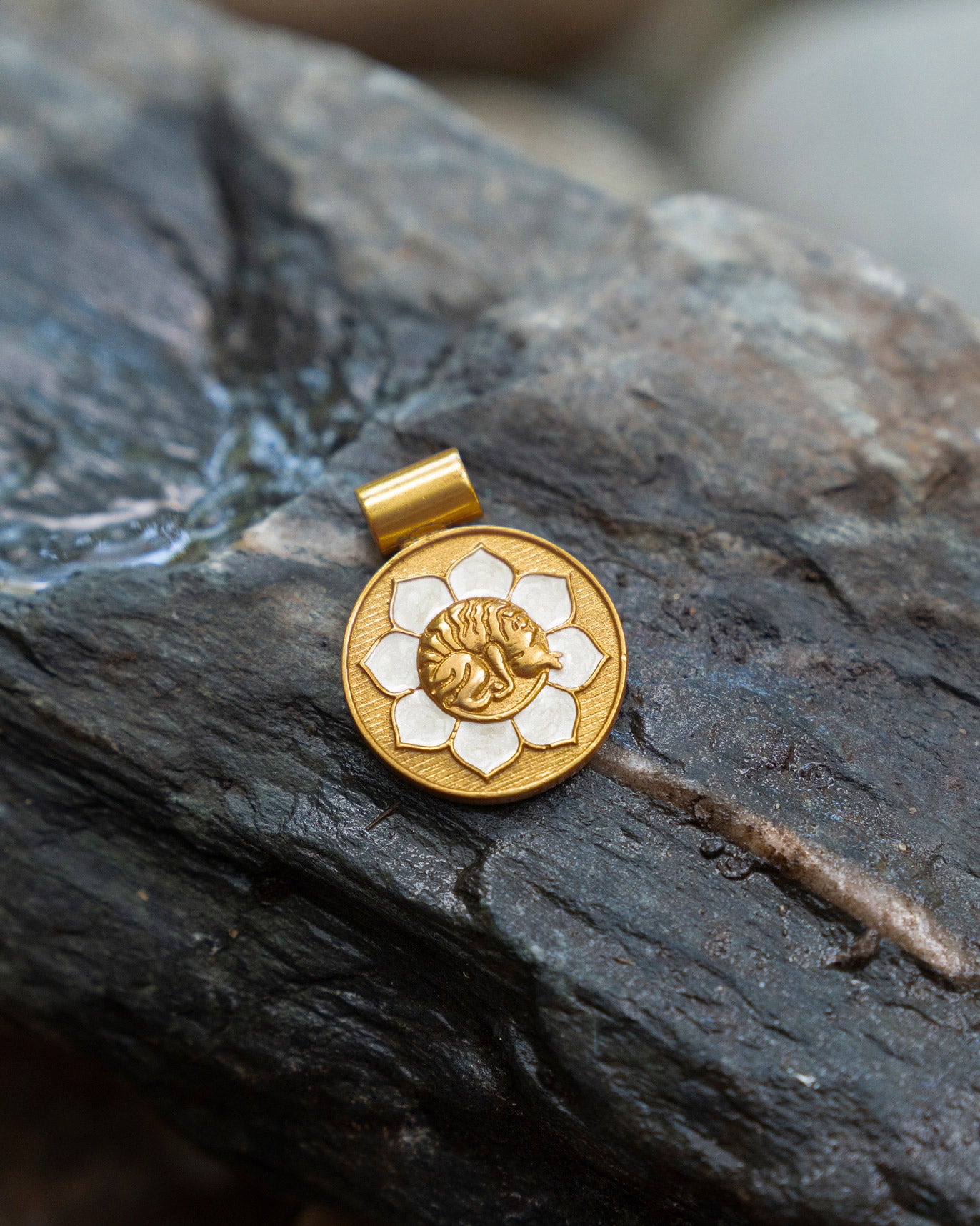 Tiger Earth Sign Charm - Gold