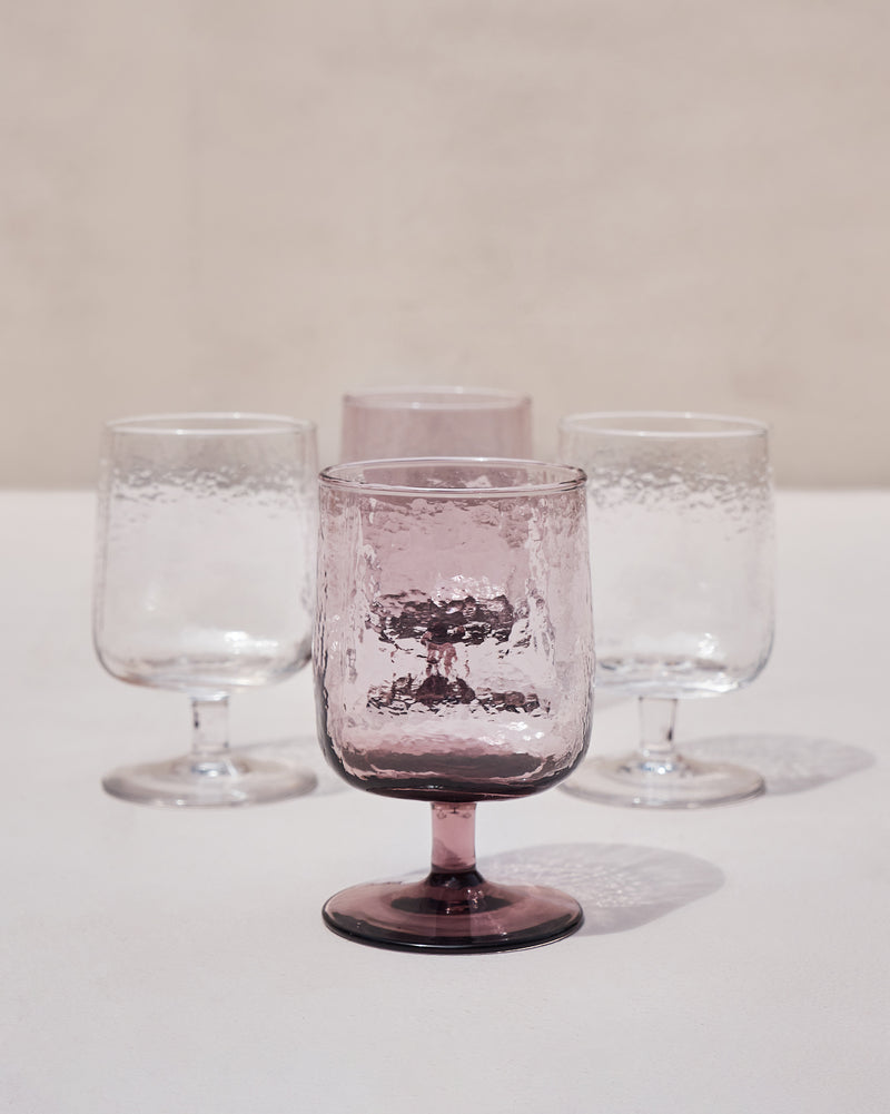 Marina Wine Goblet - Clear & Amethyst (Set of 4)