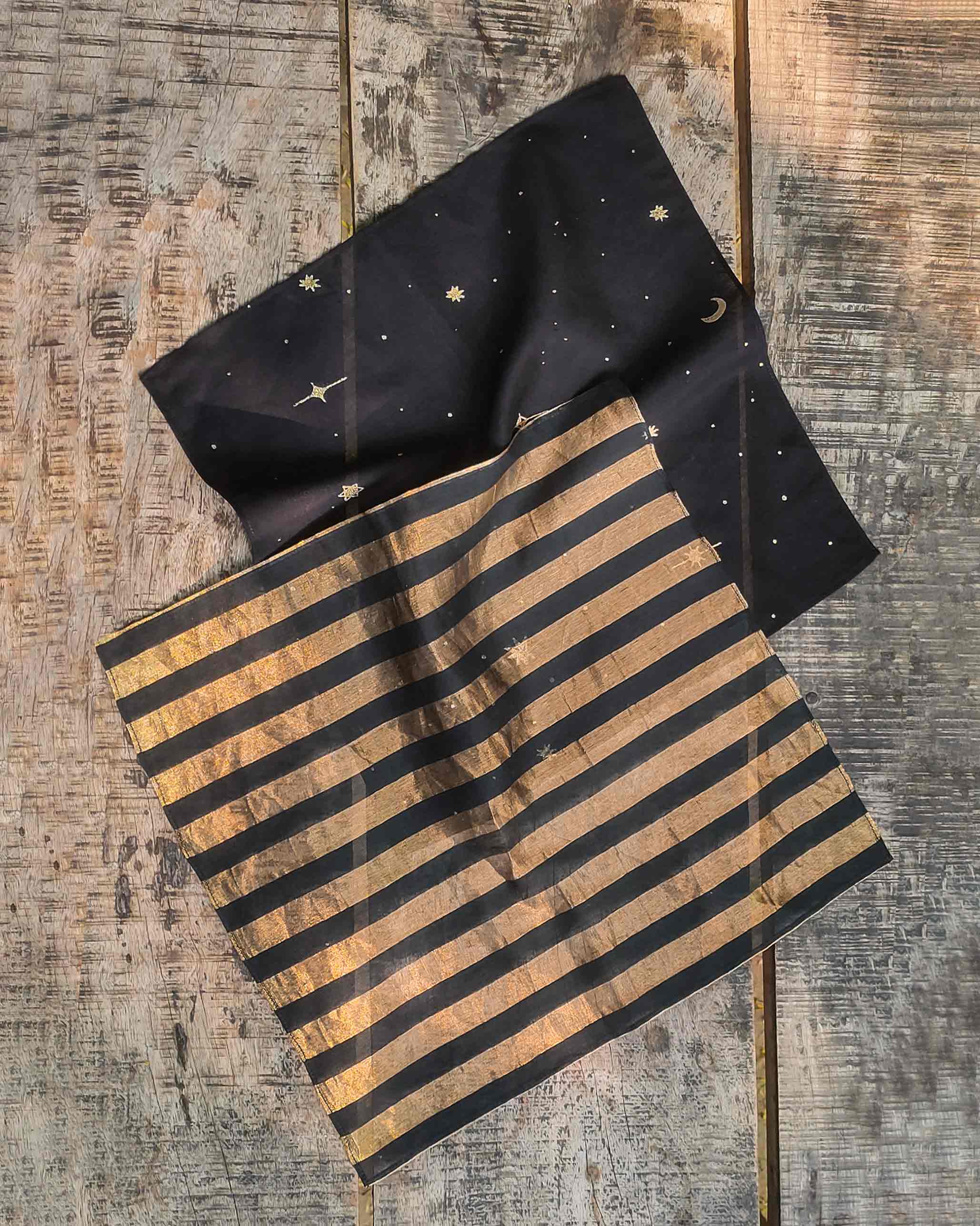 Galaxy Pocket Square (Set of 2) - Black and Gold