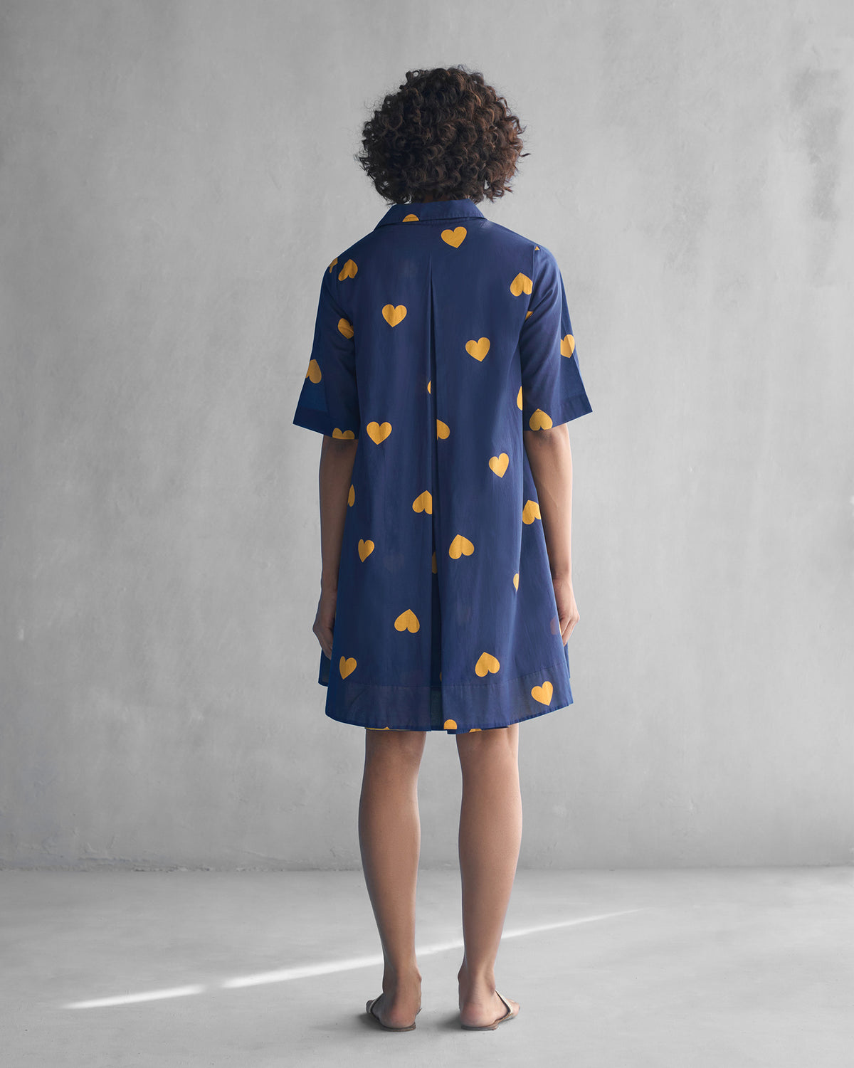 Happy Heart Dress - Navy & Ochre