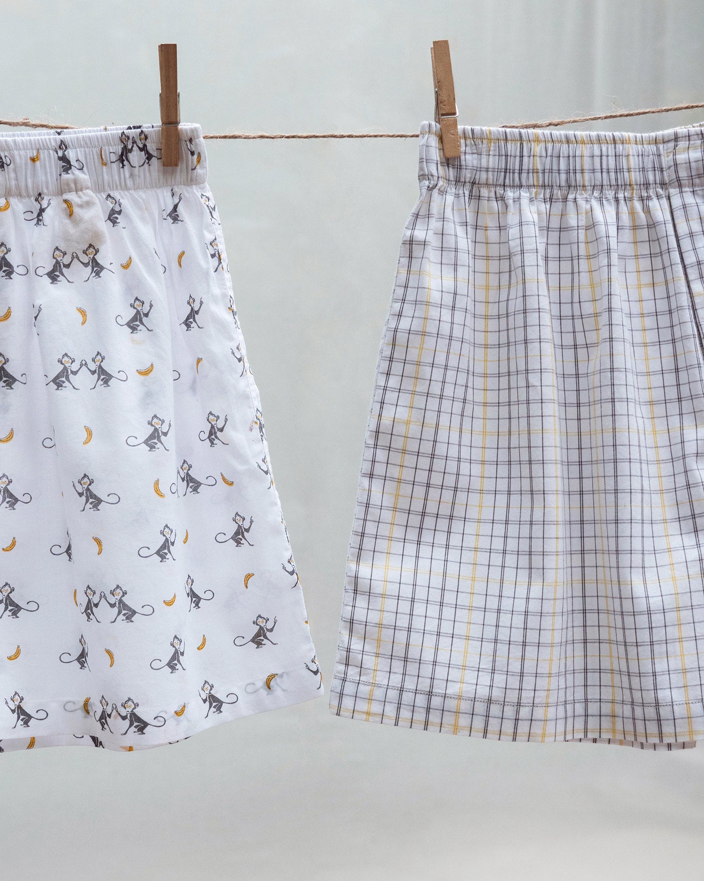 Going Bananas Boxers (Set of 2) - Grey & Yellow