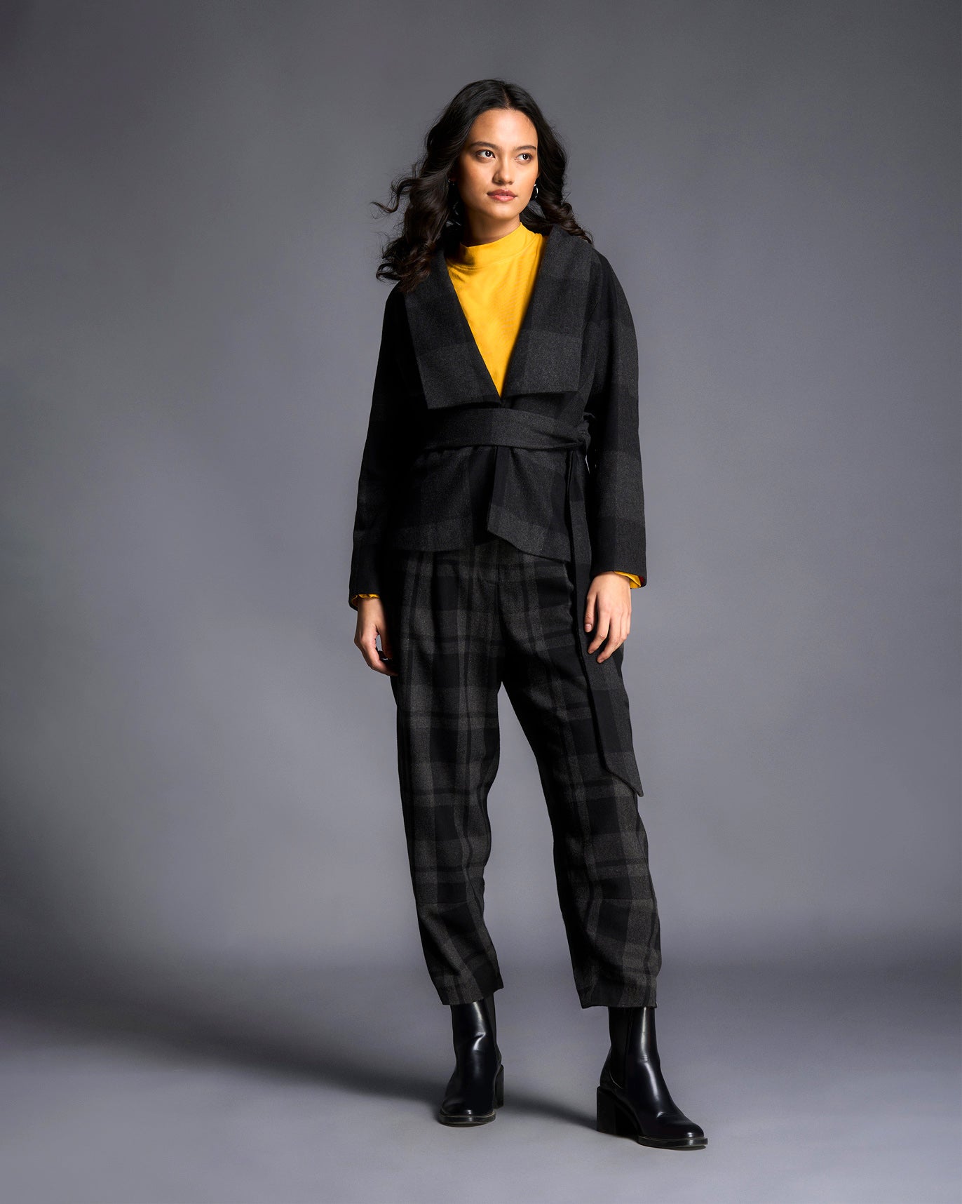 Shawl Collar Jacket - Black & Grey