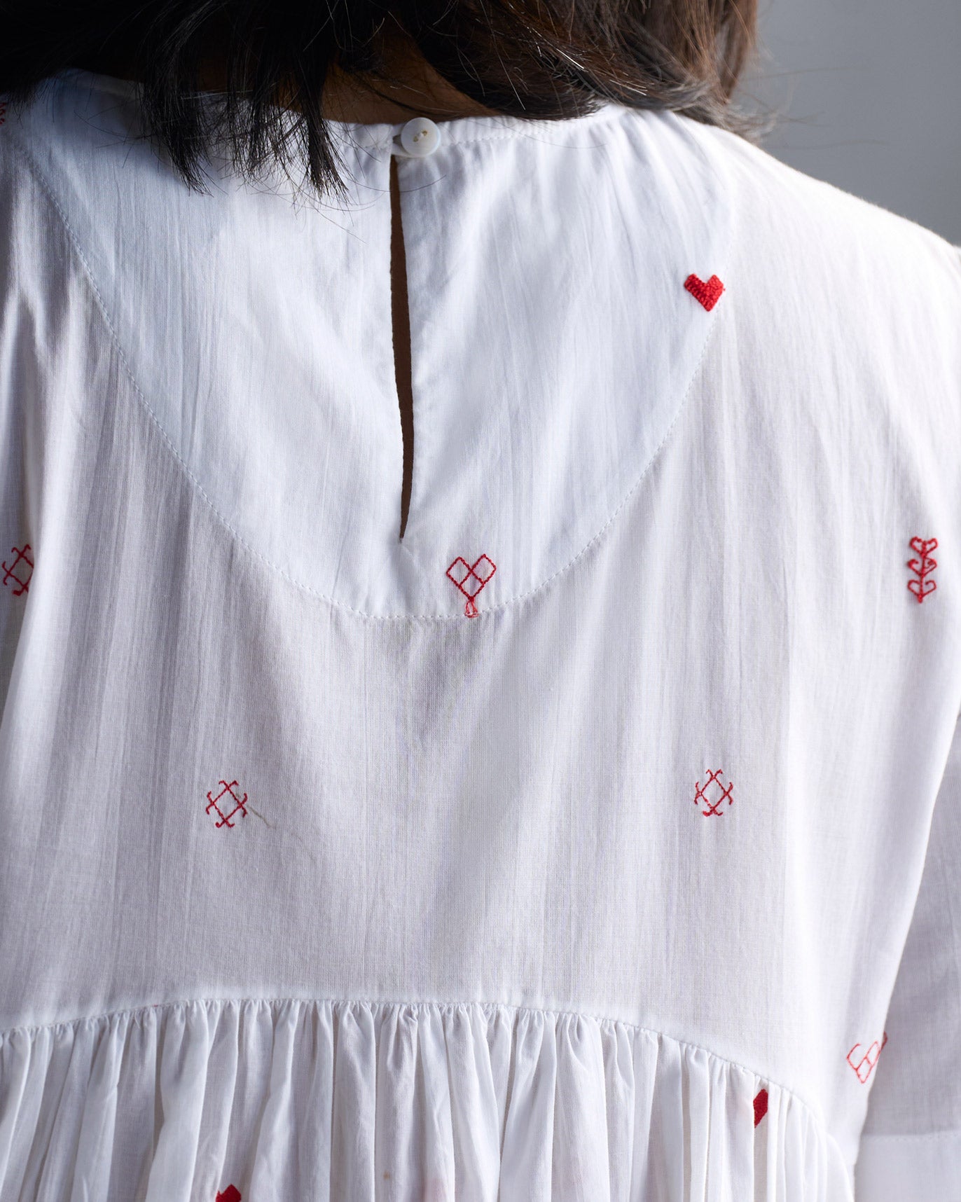 Smocked Side Kurta - White