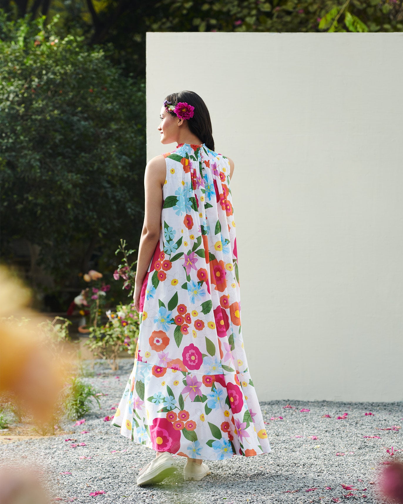 Smocked Neck Dress - Multi