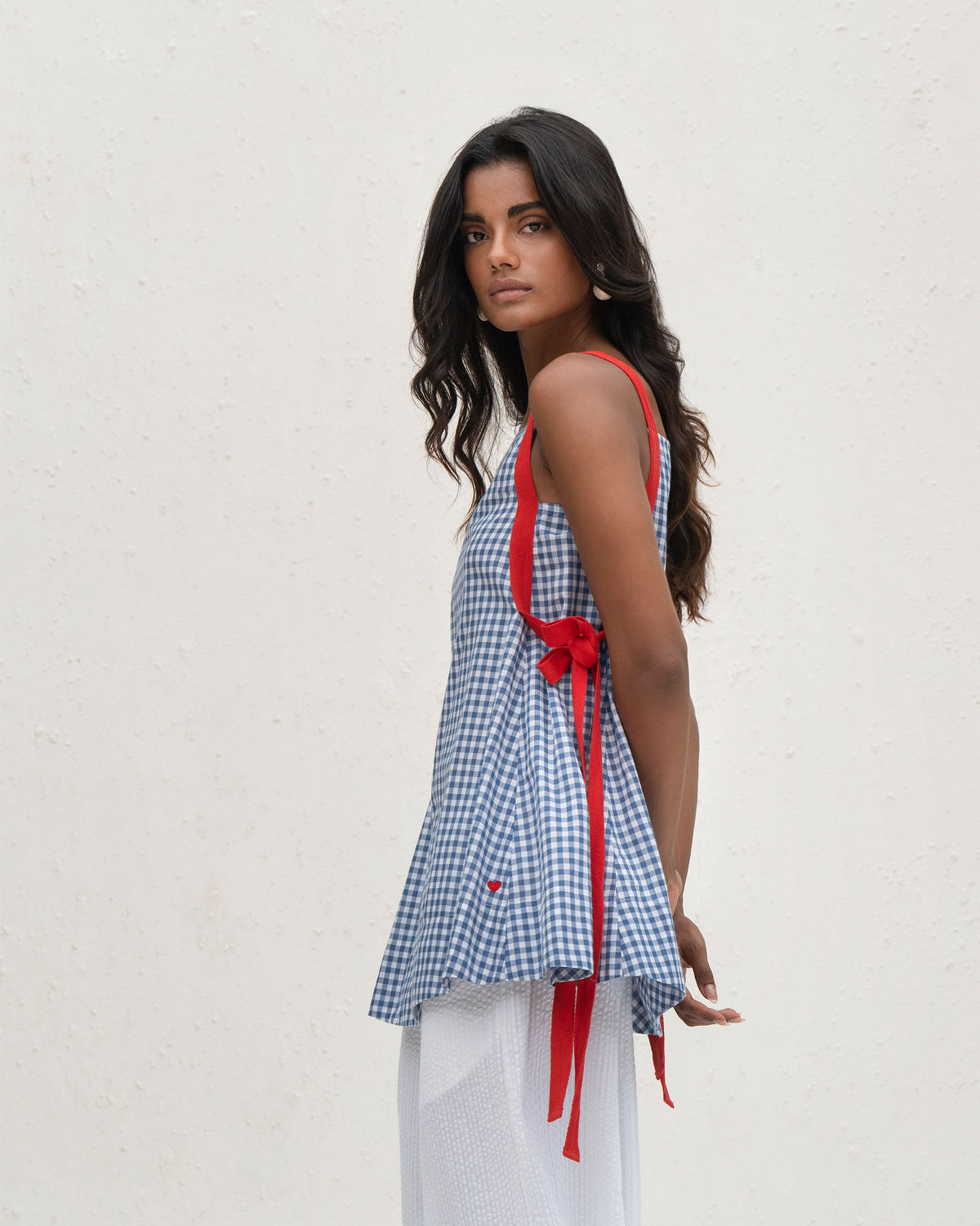 Twill Tape Strappy Top - Blue & White