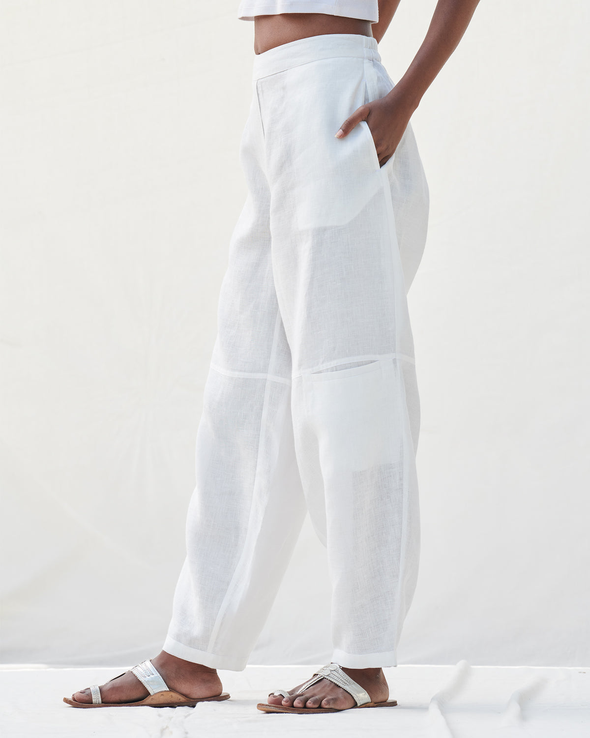 Knee Pocket Pants - Natural