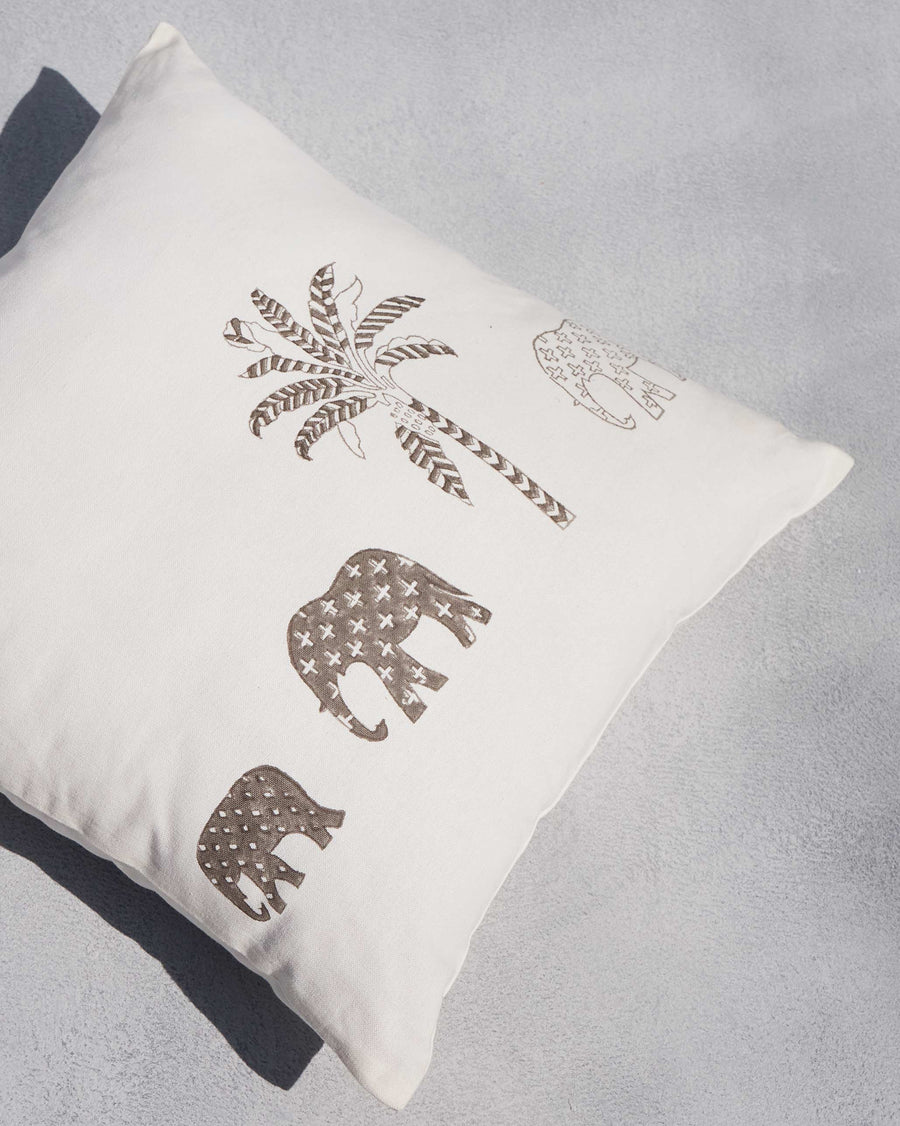 The Ele Palm Cushion Cover at an angle.