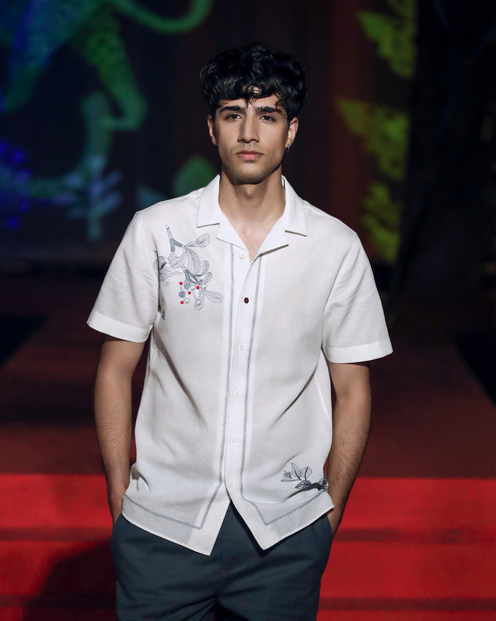 Delta Shirt - White Embroidered