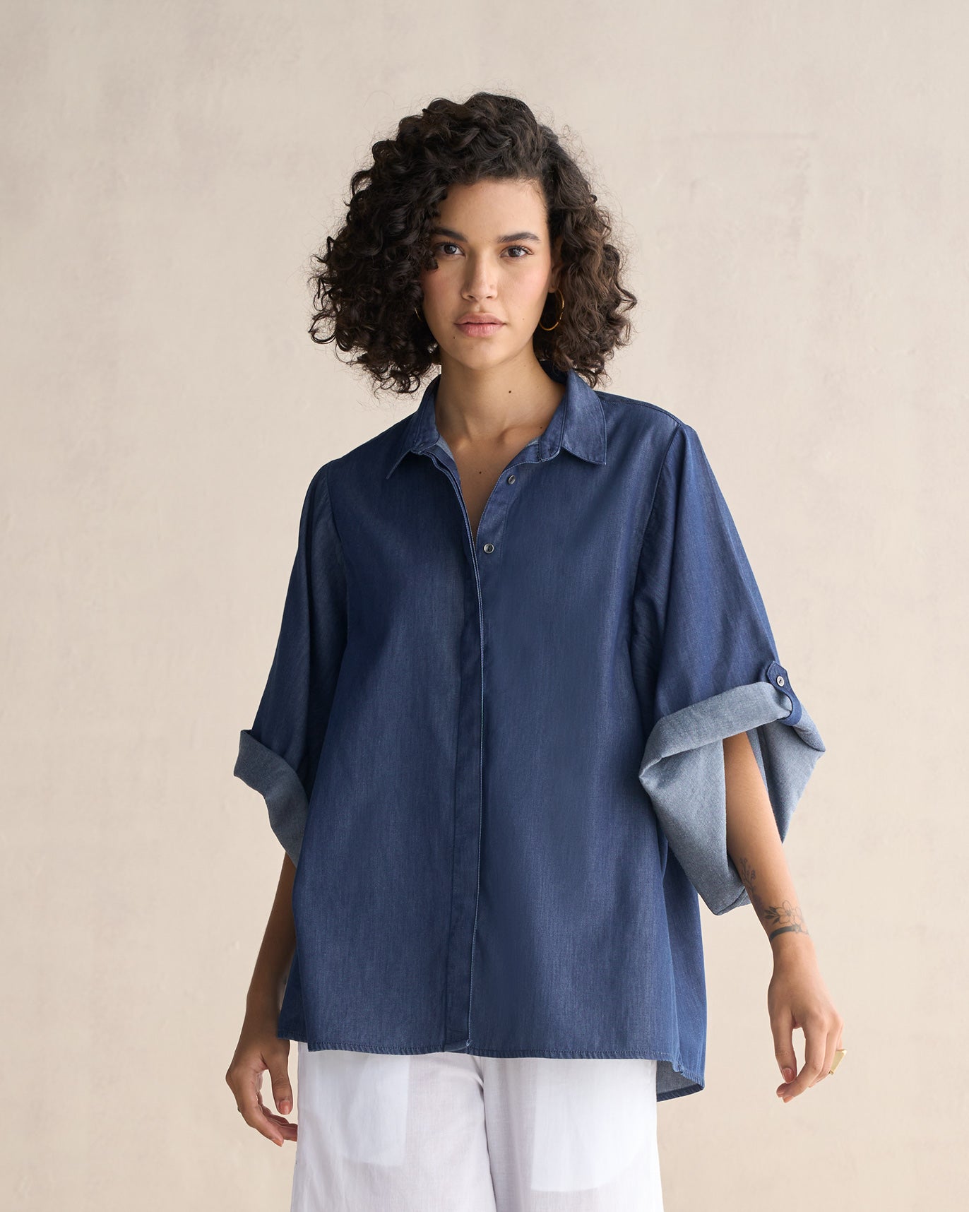 Drop Armhole Shirt - Blue