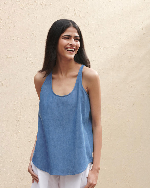 Ukiyo Racerback Tank - Light Blue