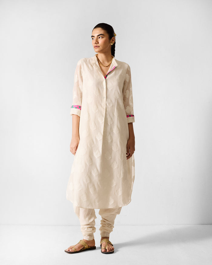 The Basic Long Length Kurta Set - Ivory