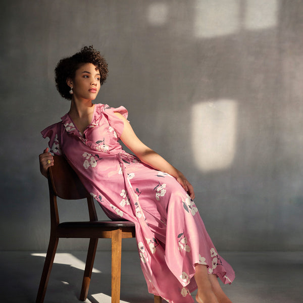VIP【関税送料無料】希少 BLUMARINE PINK MAXI DRESS Mini Dress With Rose Details | Blumarine