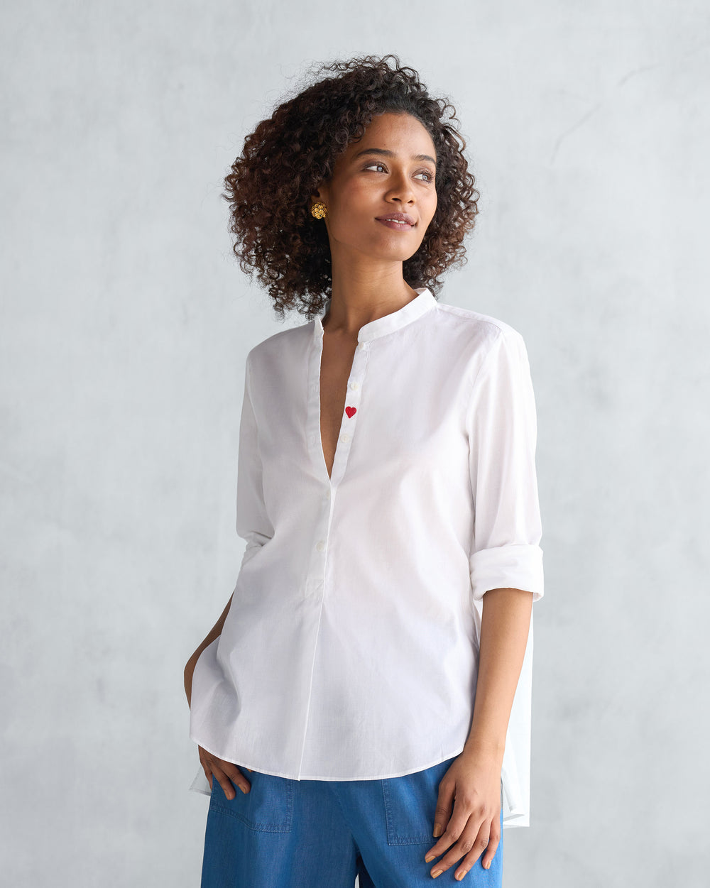 Mandarin Collar Top - Green – Nicobar