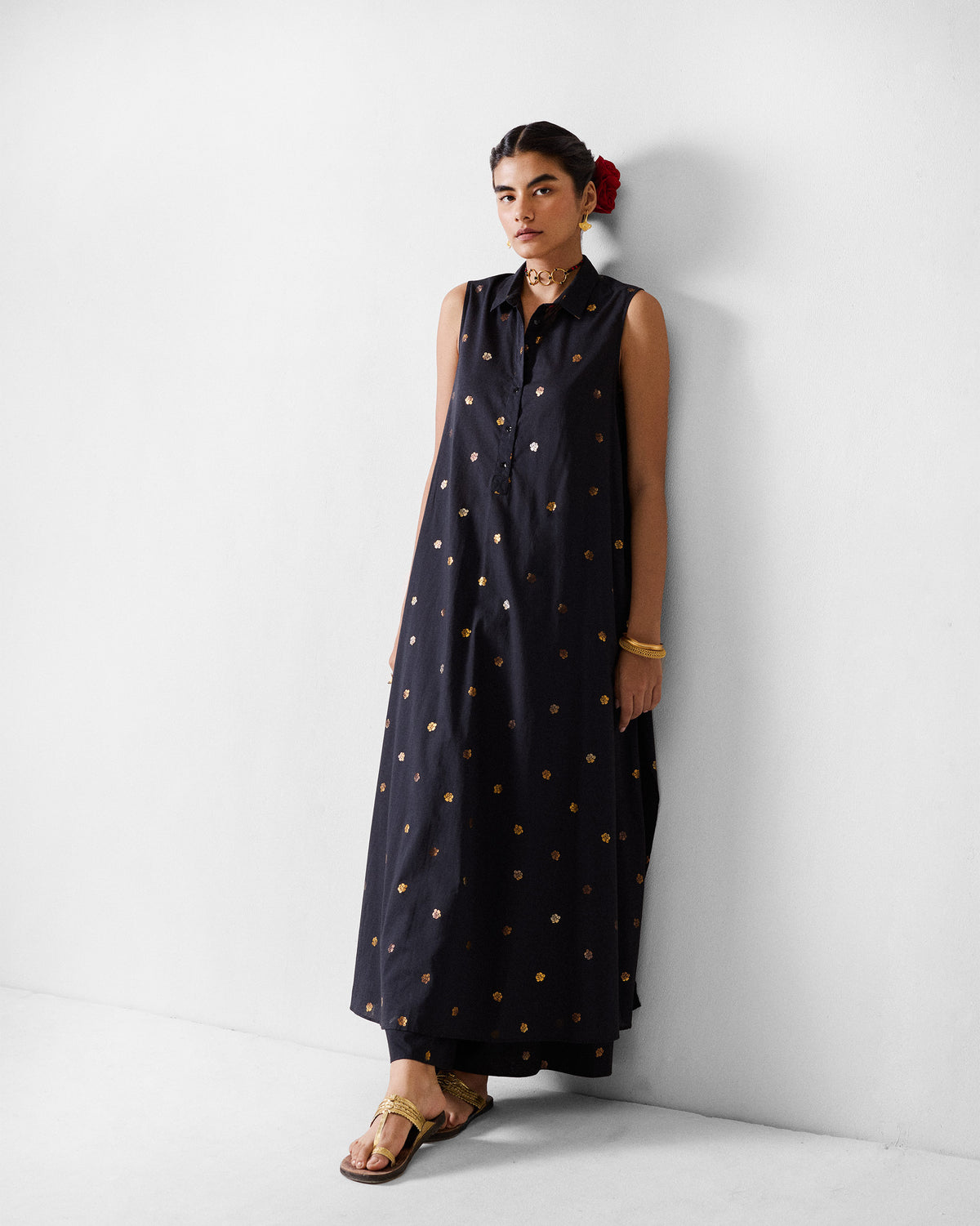 Amer Pyjamas - Black & Gold Printed