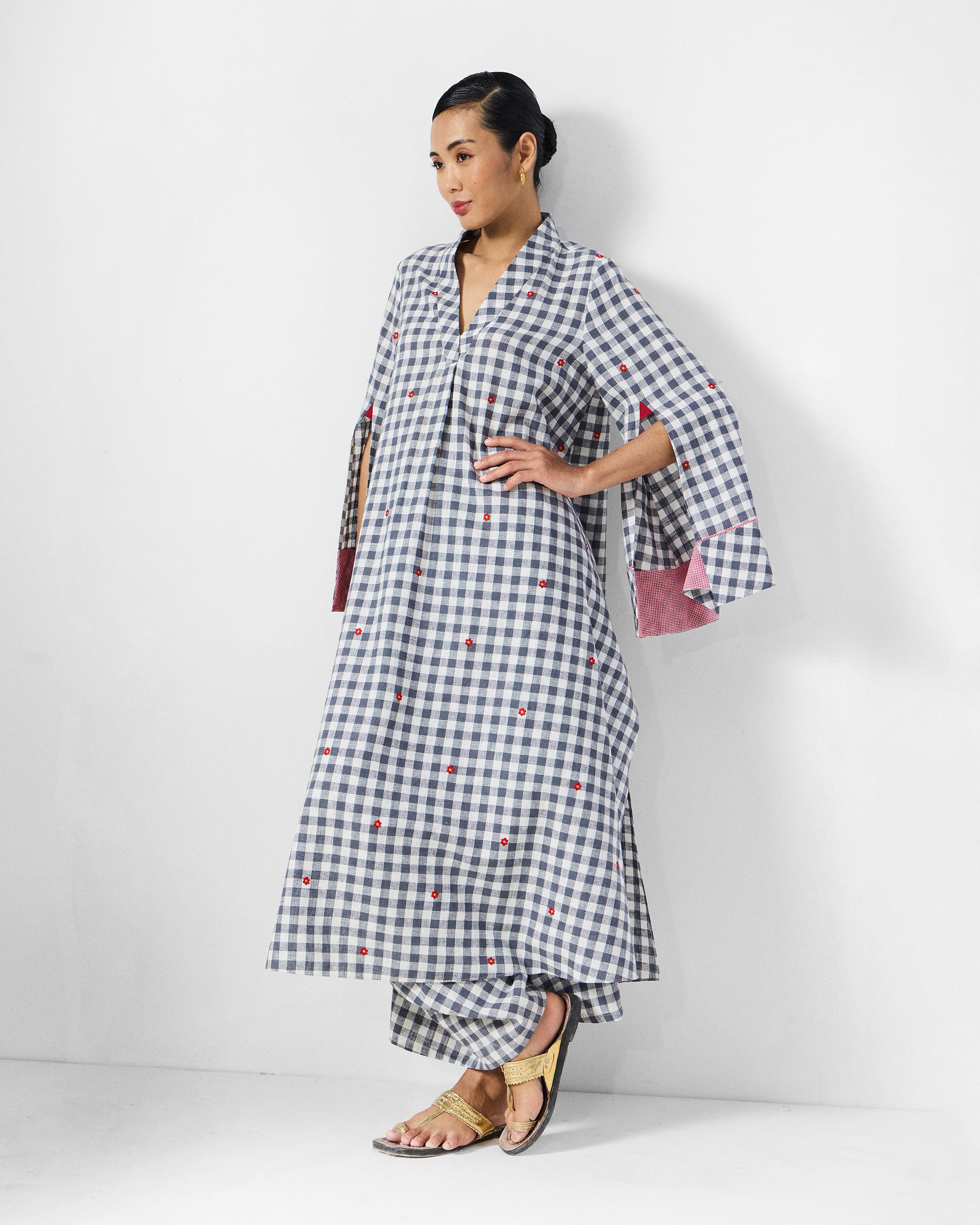 The Dhauli Kurta Set - Grey & White Checks