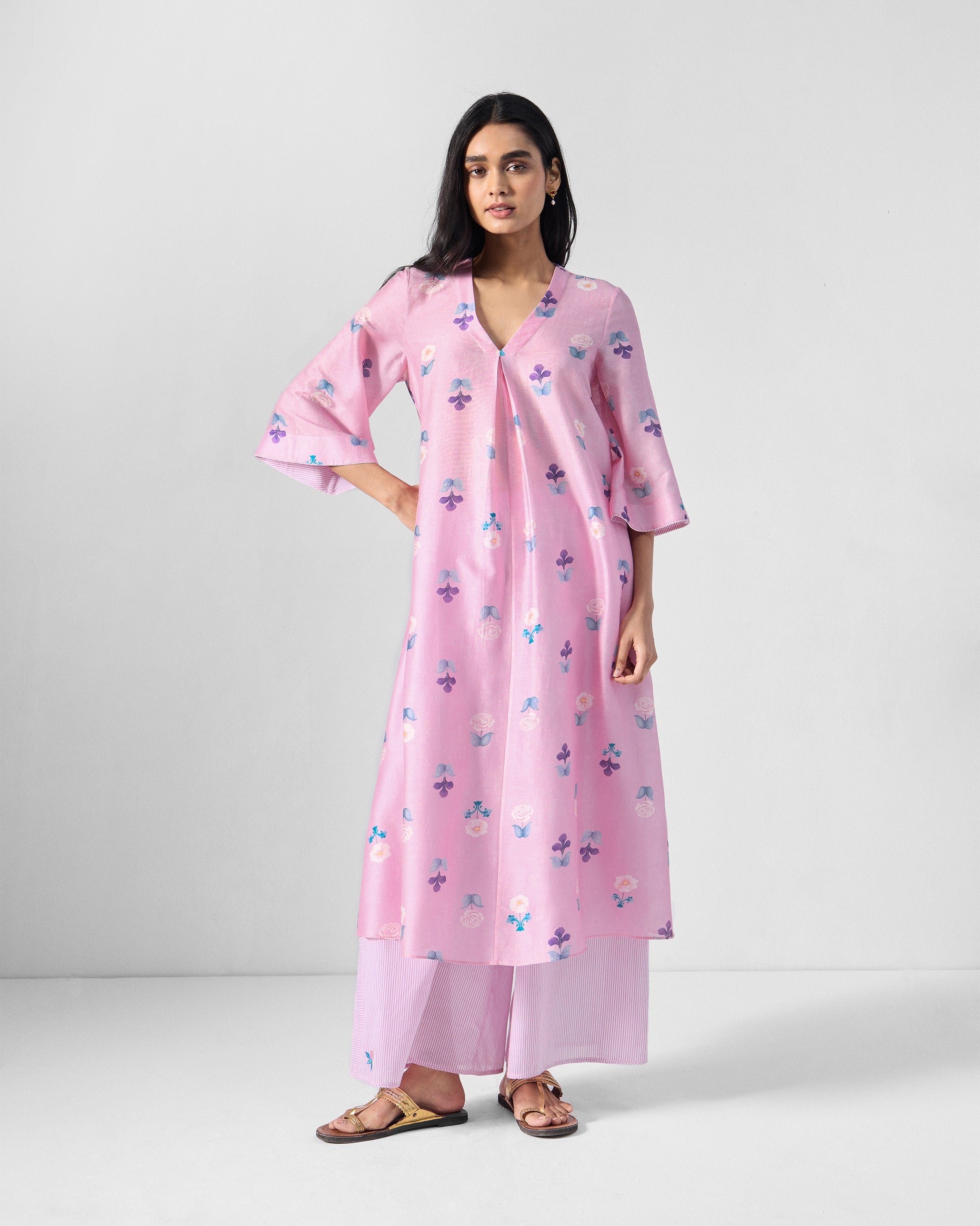 The Hera Kurta Set - Pink & White