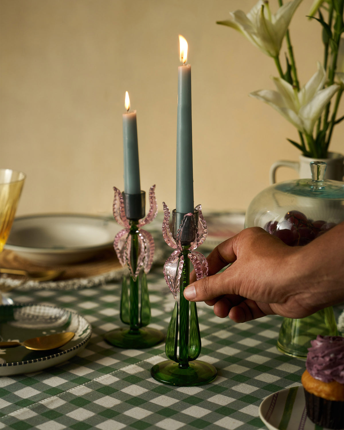 Kaveri Candle Stand - Set of 2 with taper candles