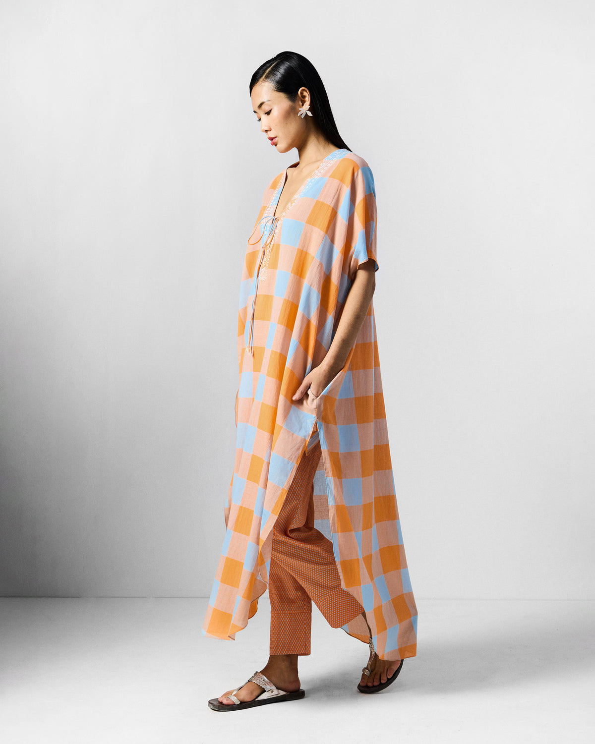 The Vaya Kaftan Set - Orange & White