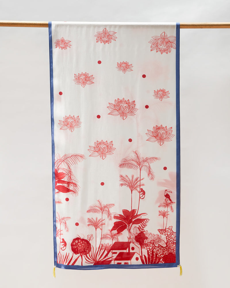 Sankara Scarf - Red & White